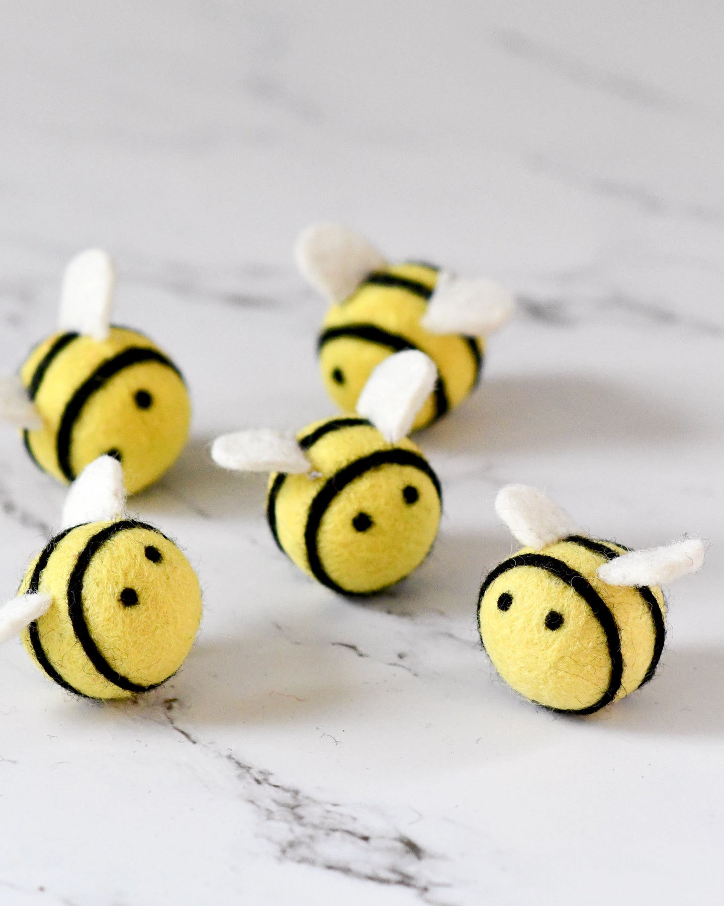 Felt Bees Loose Parts - 5 Bees - Tara Treasures