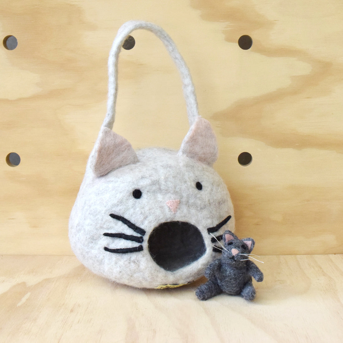 Felt Cat House Bag with Cat Toy - Tara Treasures