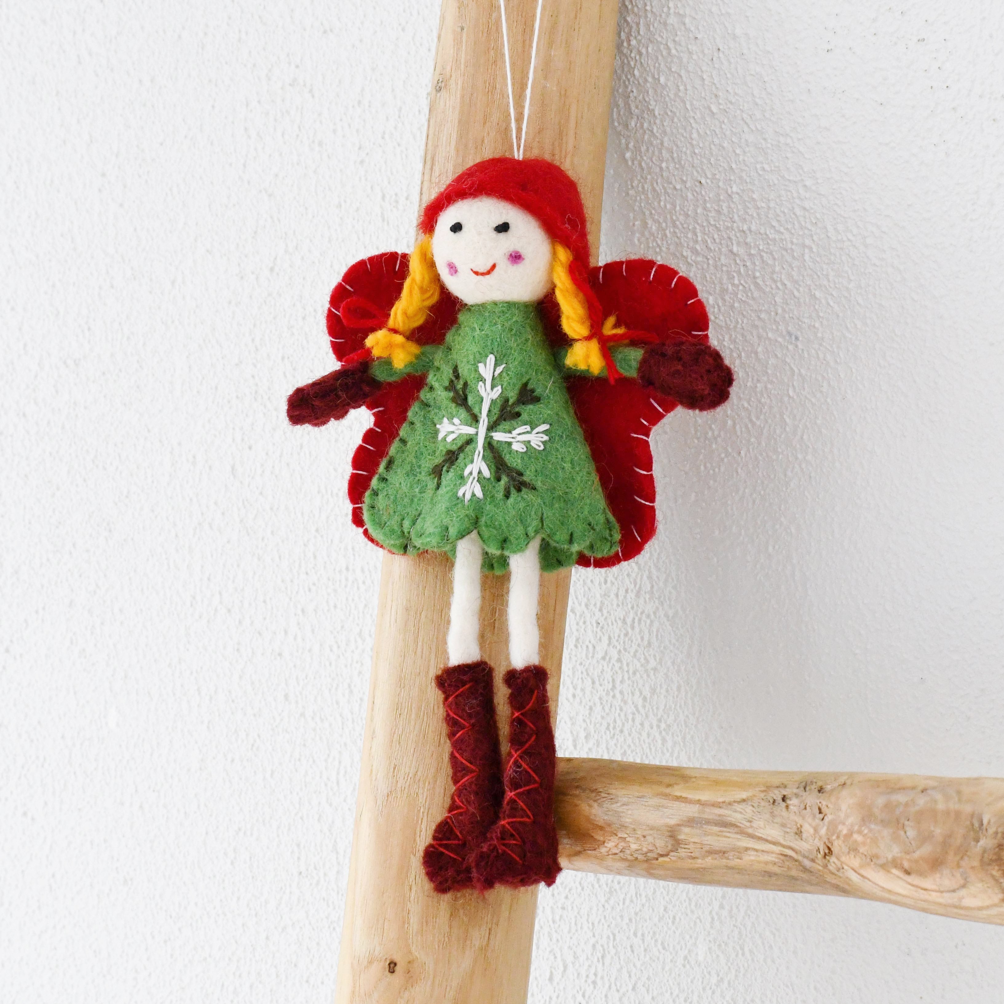 Felt Christmas Fairy - Green Dress - Tara Treasures