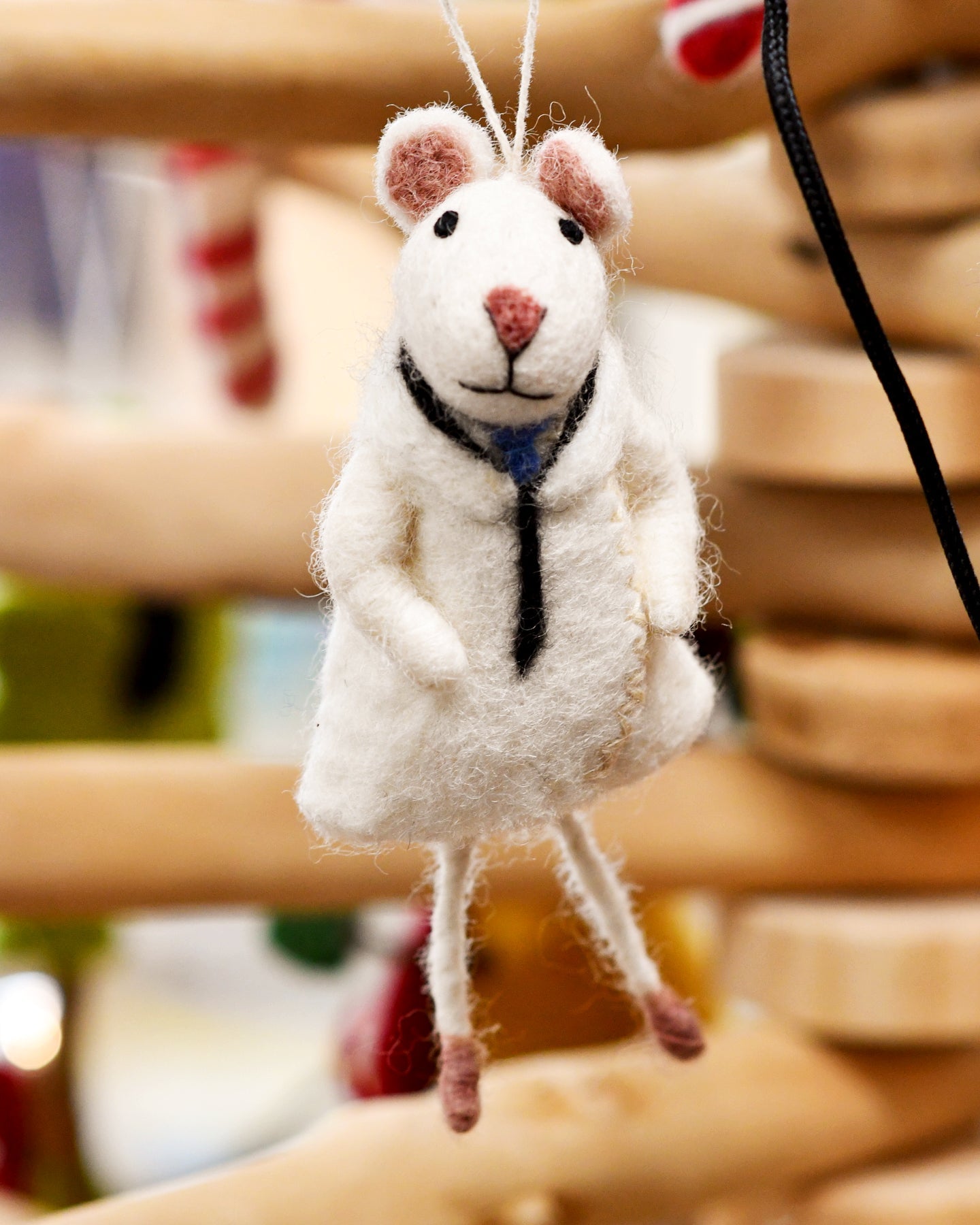 Felt White Mouse Doll Ornament - Tara Treasures