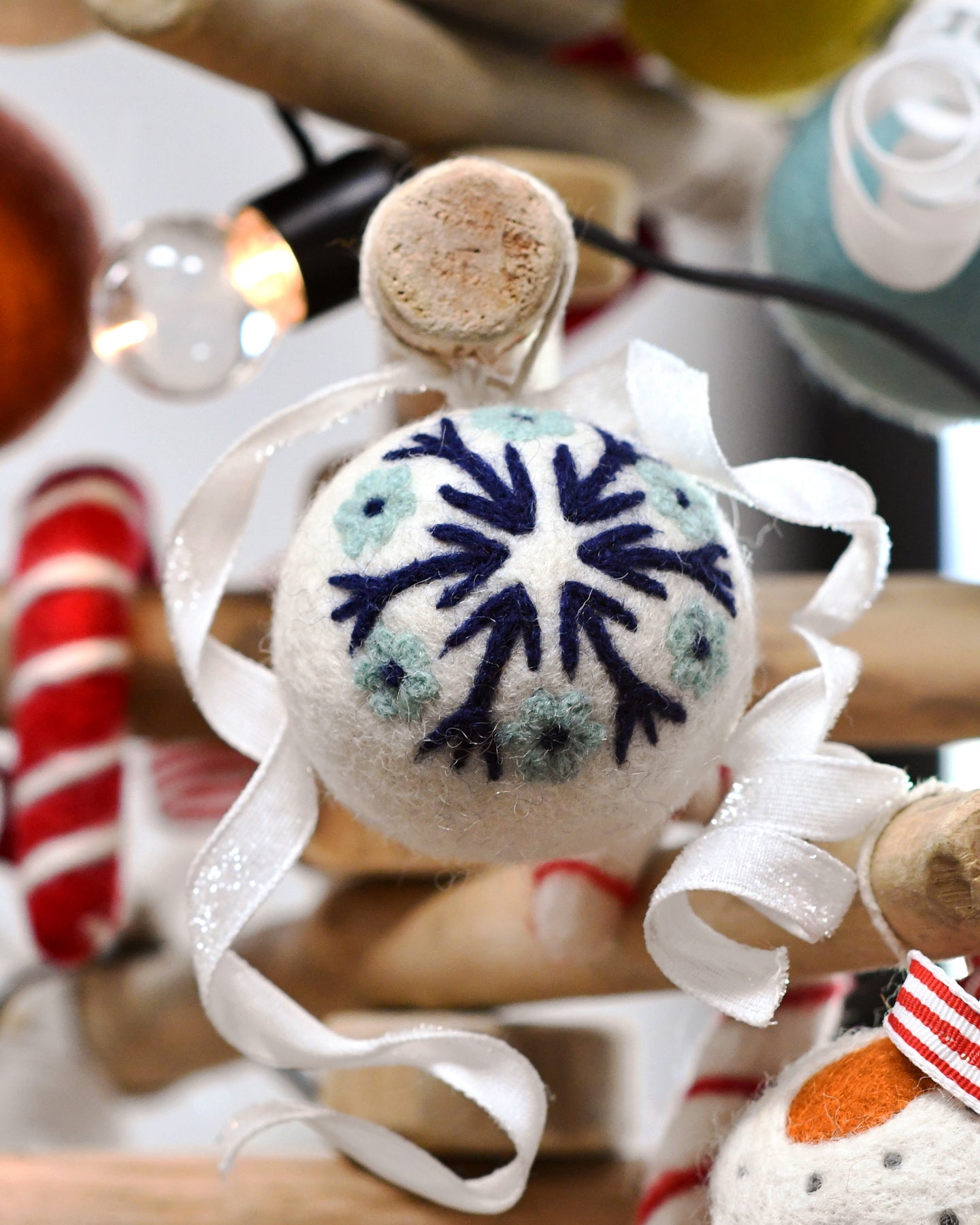 Felt Bauble Christmas Ornament - Snowflake - Tara Treasures