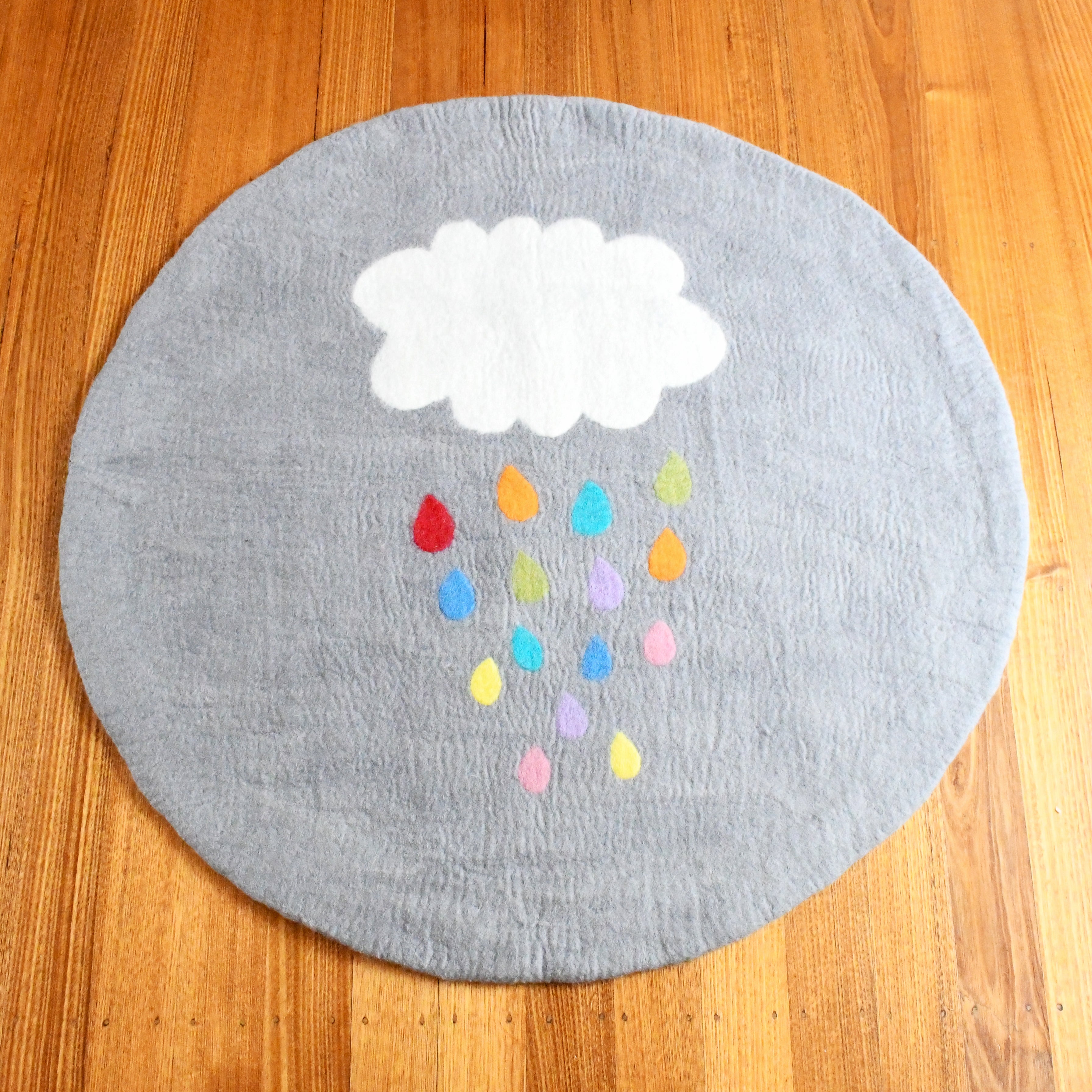 Felt Nursery Rug - Cloud with Raindrops - Tara Treasures