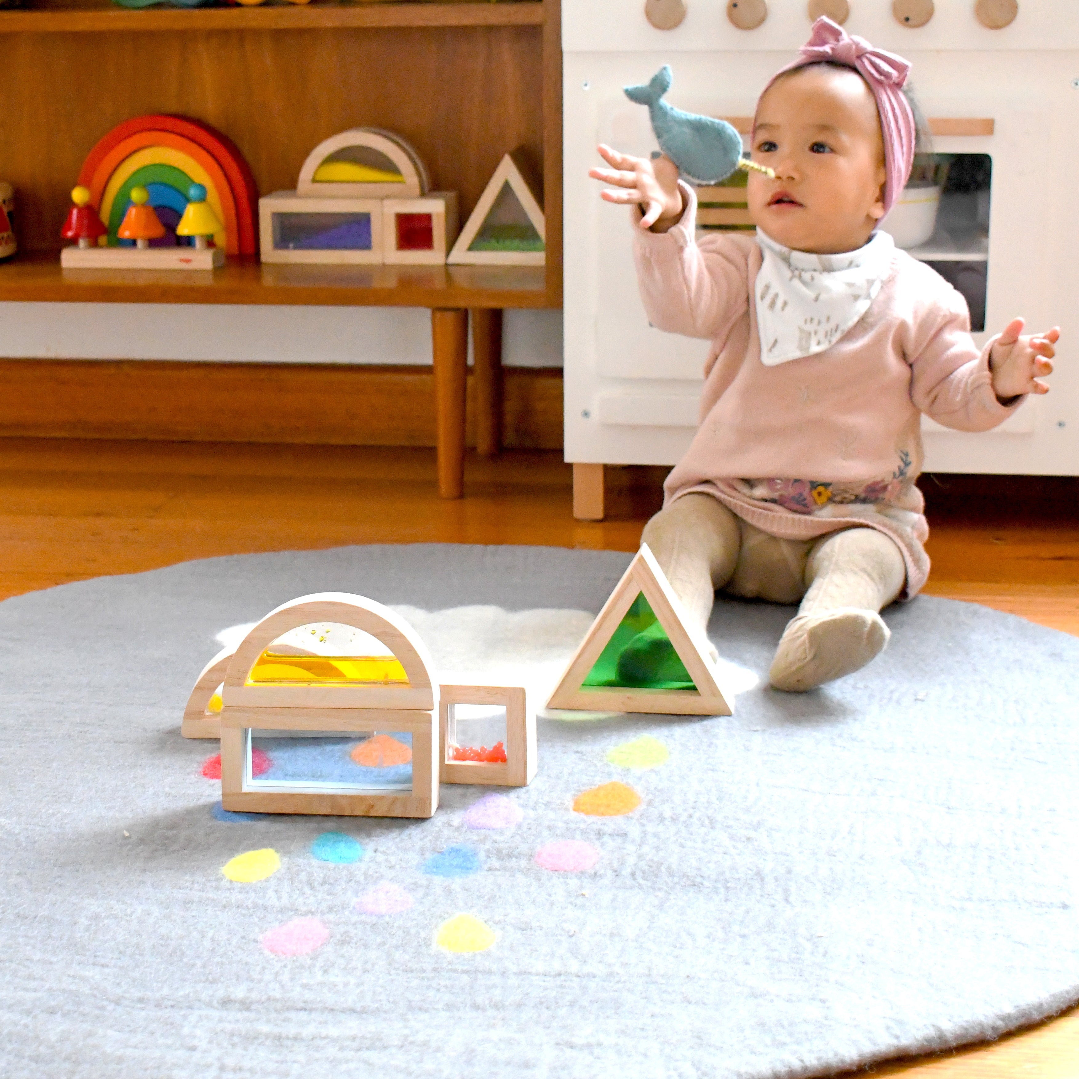 Felt Nursery Rug - Cloud with Raindrops - Tara Treasures