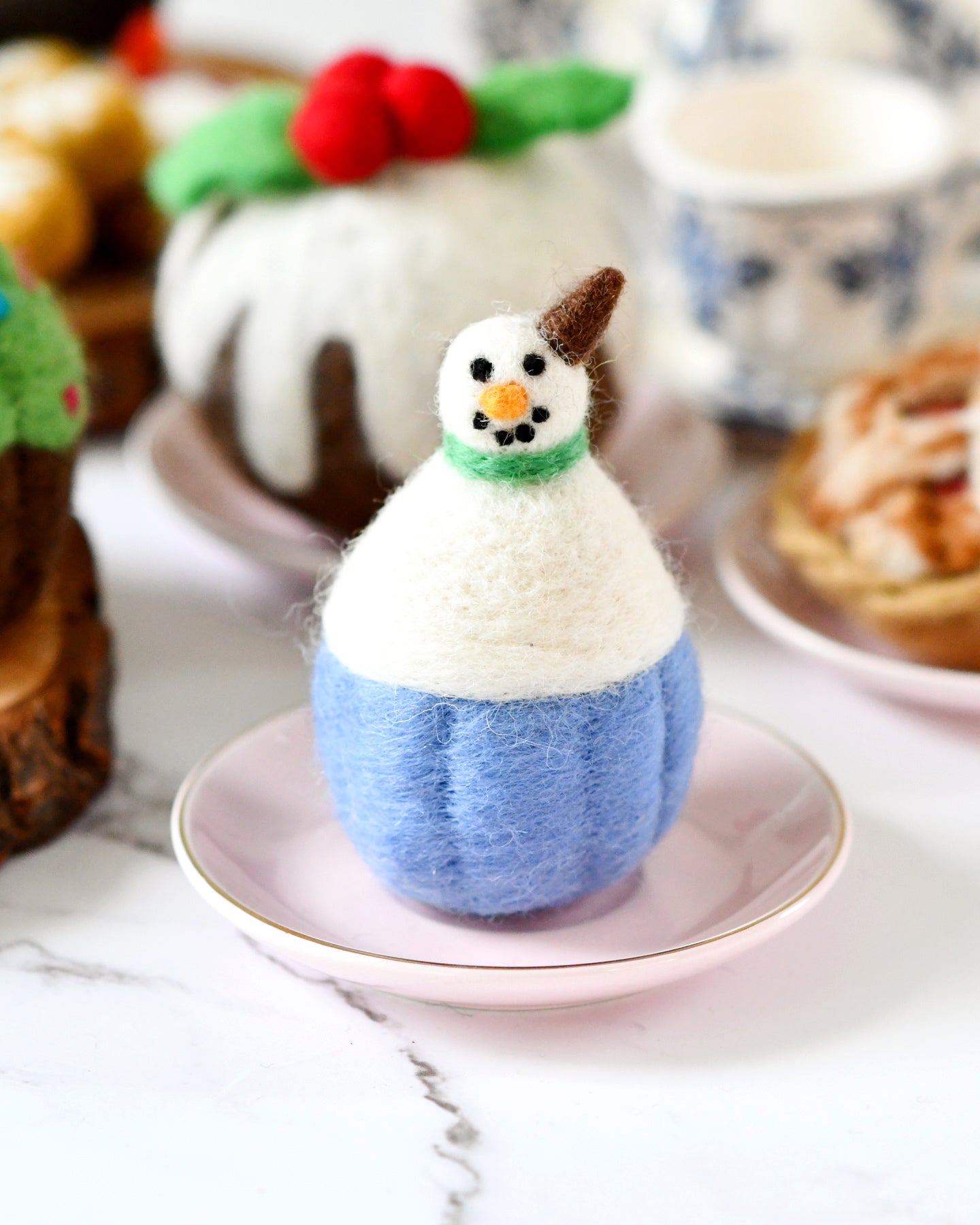 Felt Cupcake - Snowman - Tara Treasures