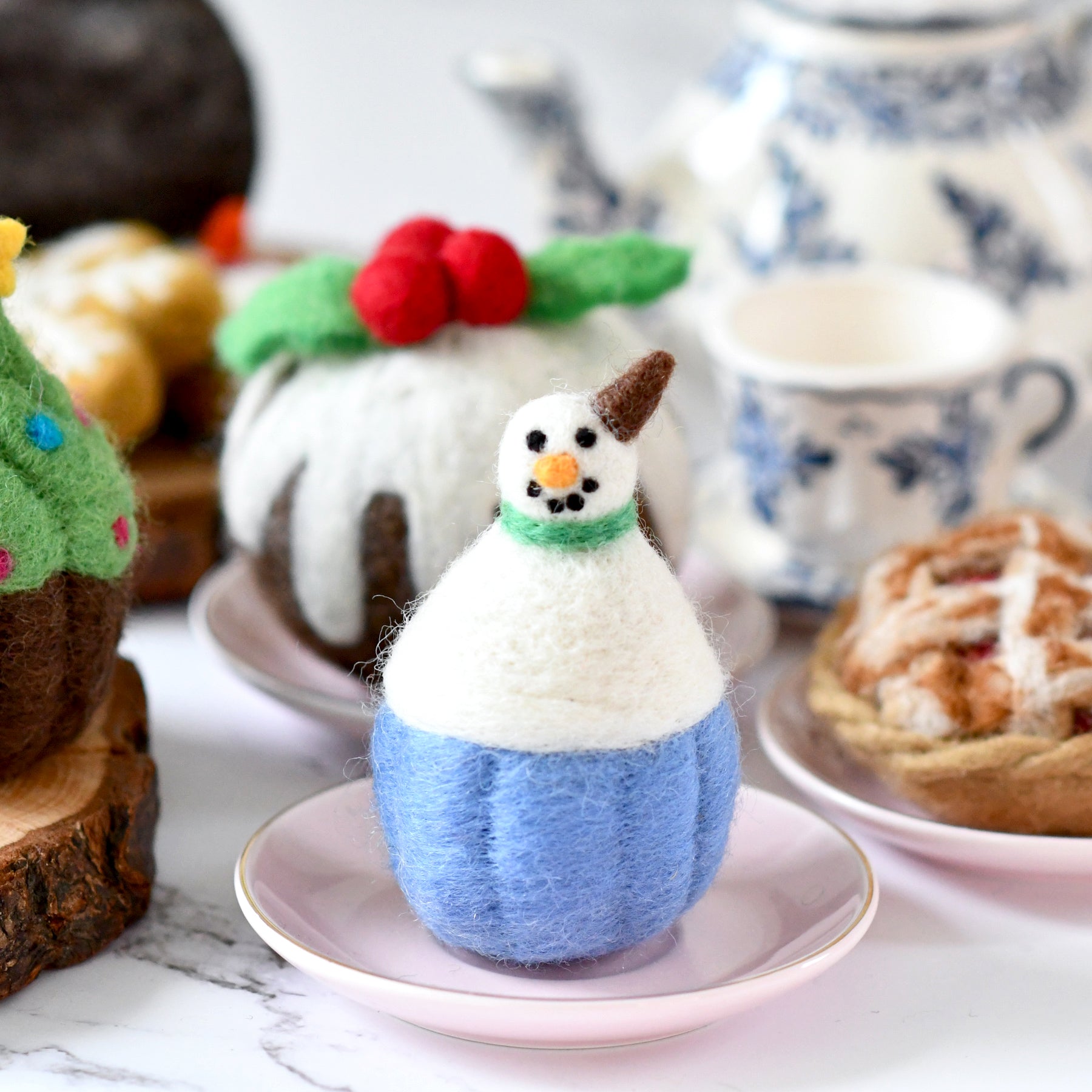 Felt Cupcake - Snowman - Tara Treasures