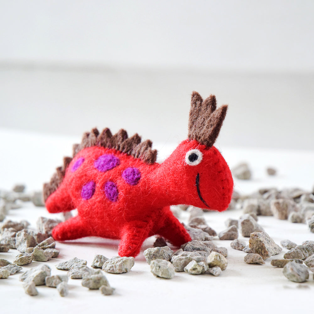 Felt Dinosaur Toy - Red Crown - Tara Treasures