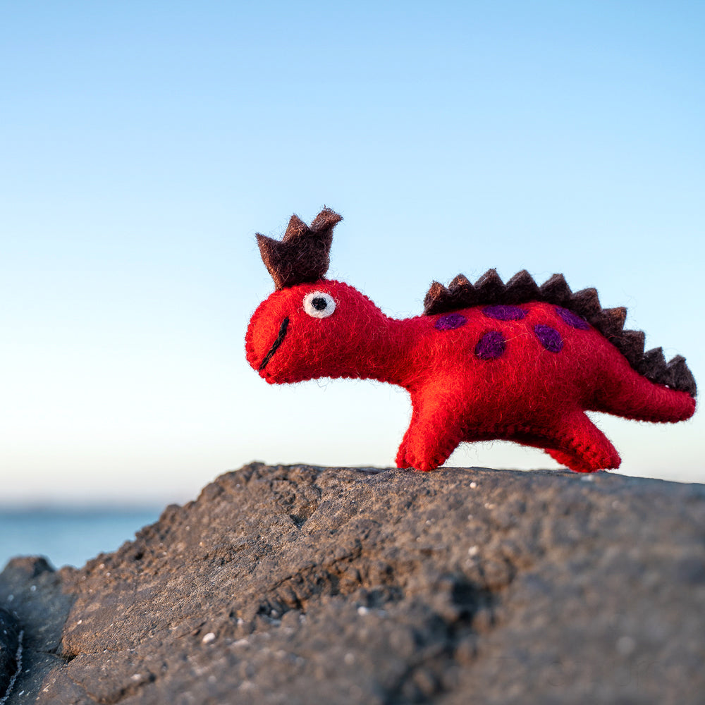 Felt Dinosaur Toy - Red Crown - Tara Treasures