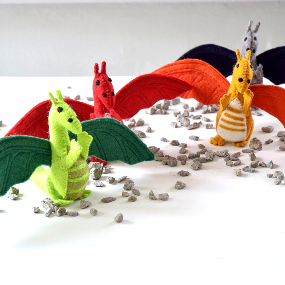 Felt Dragon Toy - Orange - Tara Treasures