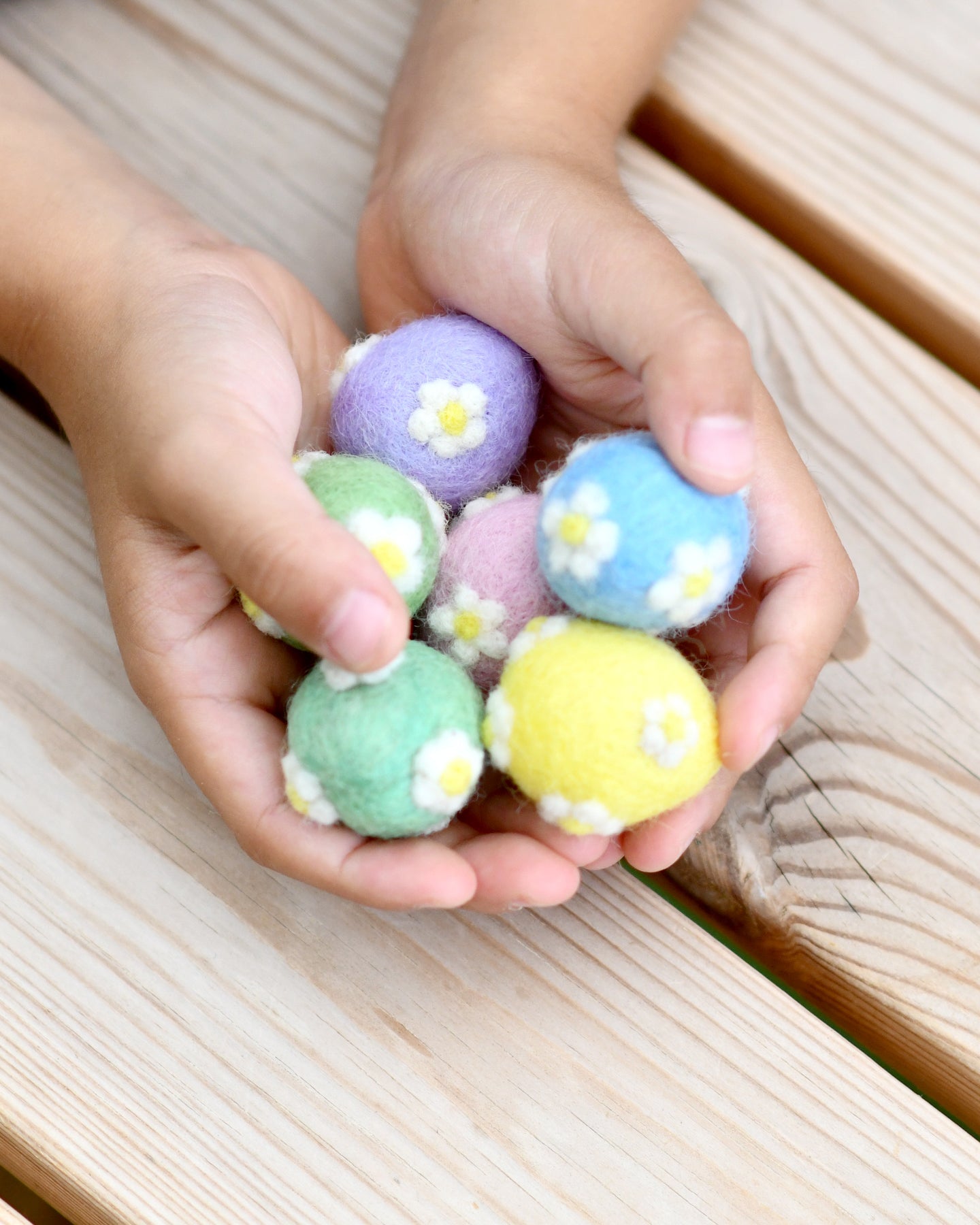 Felt Pastel Eggs with Flowers (Set of 6) - Tara Treasures