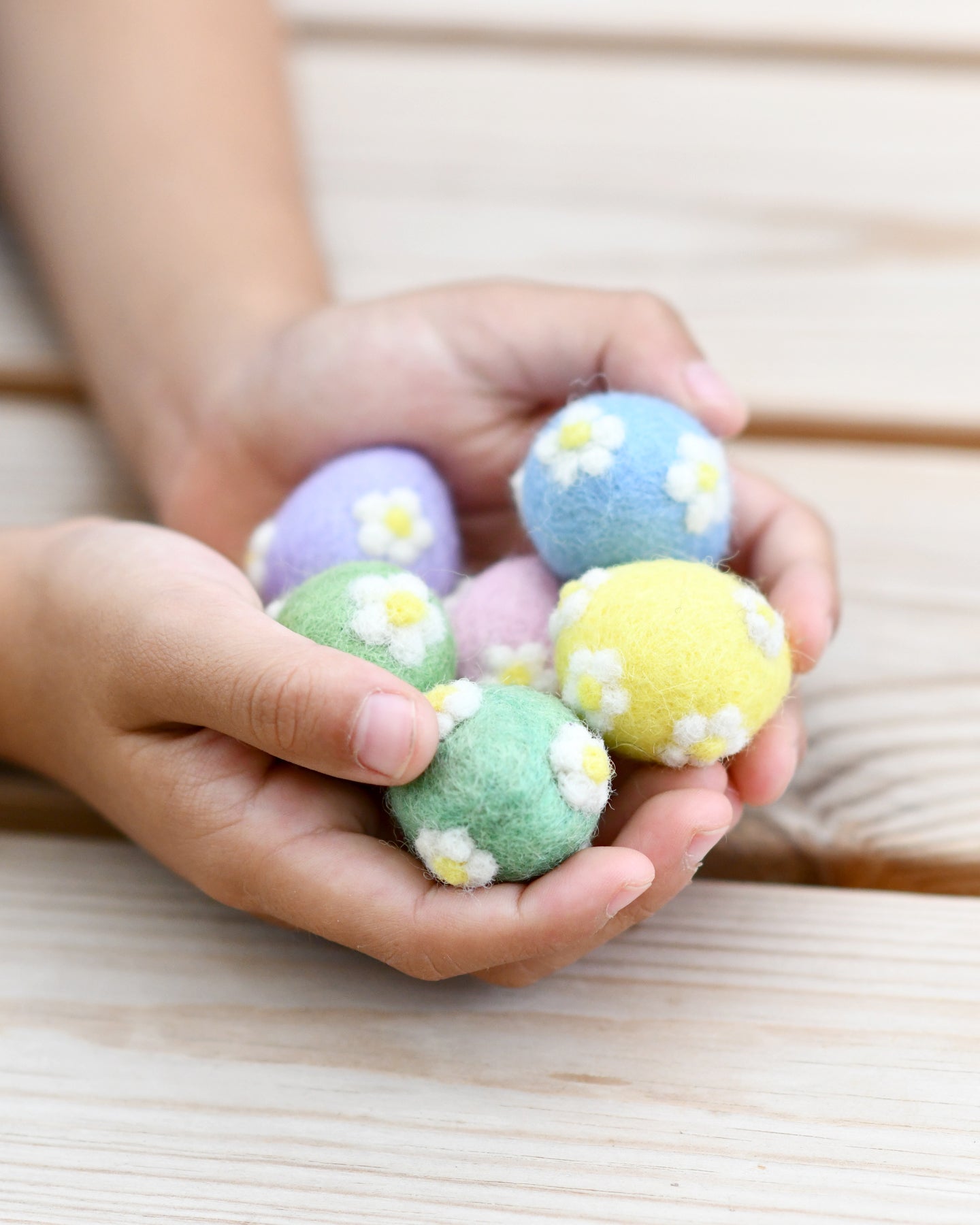 Felt Pastel Eggs with Flowers (Set of 6) - Tara Treasures