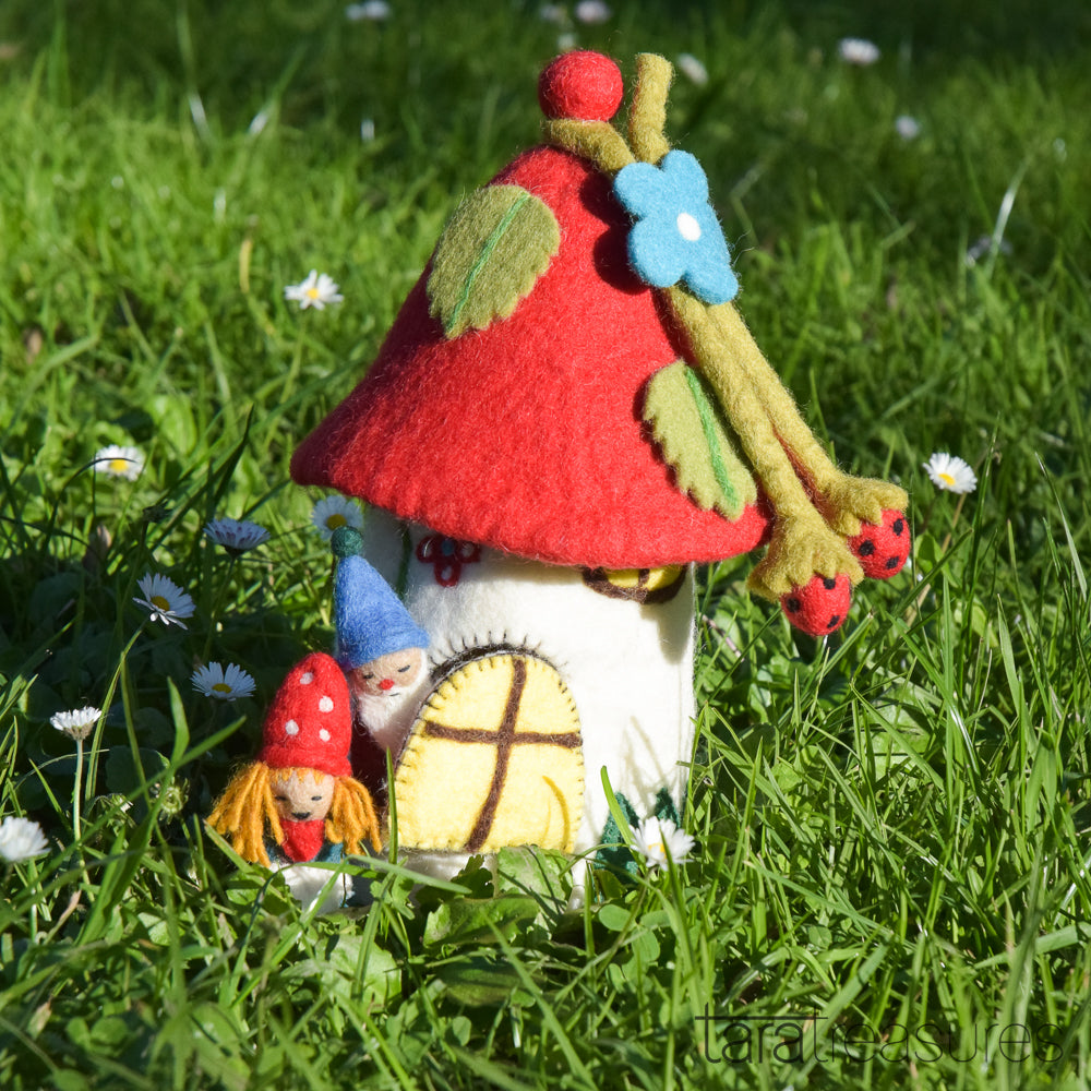 Fairies and Gnomes House - Red Roof - Tara Treasures