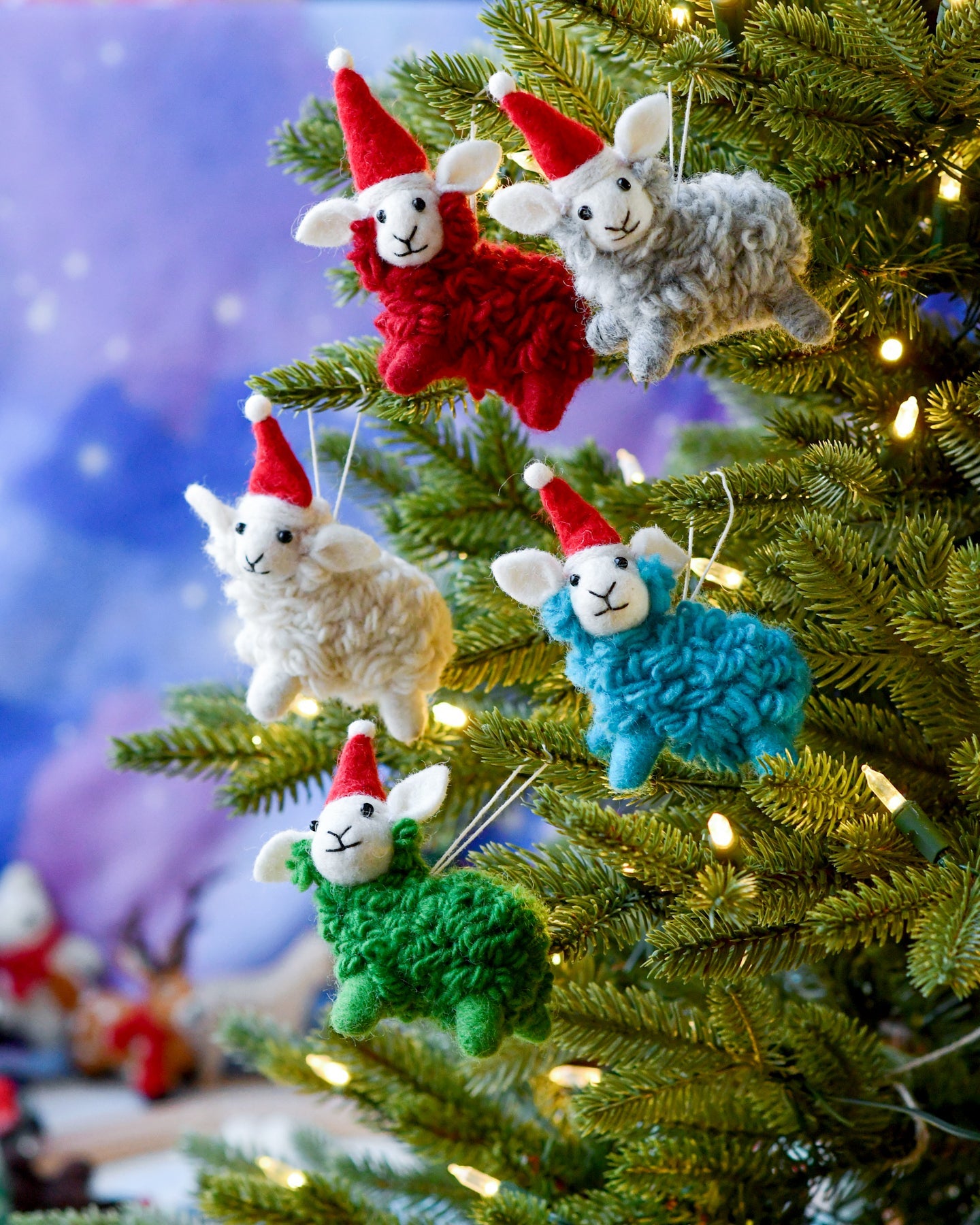 Felt Green Sheep Christmas Ornament