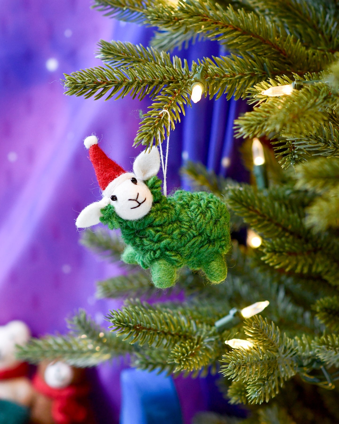 Felt Green Sheep Christmas Ornament