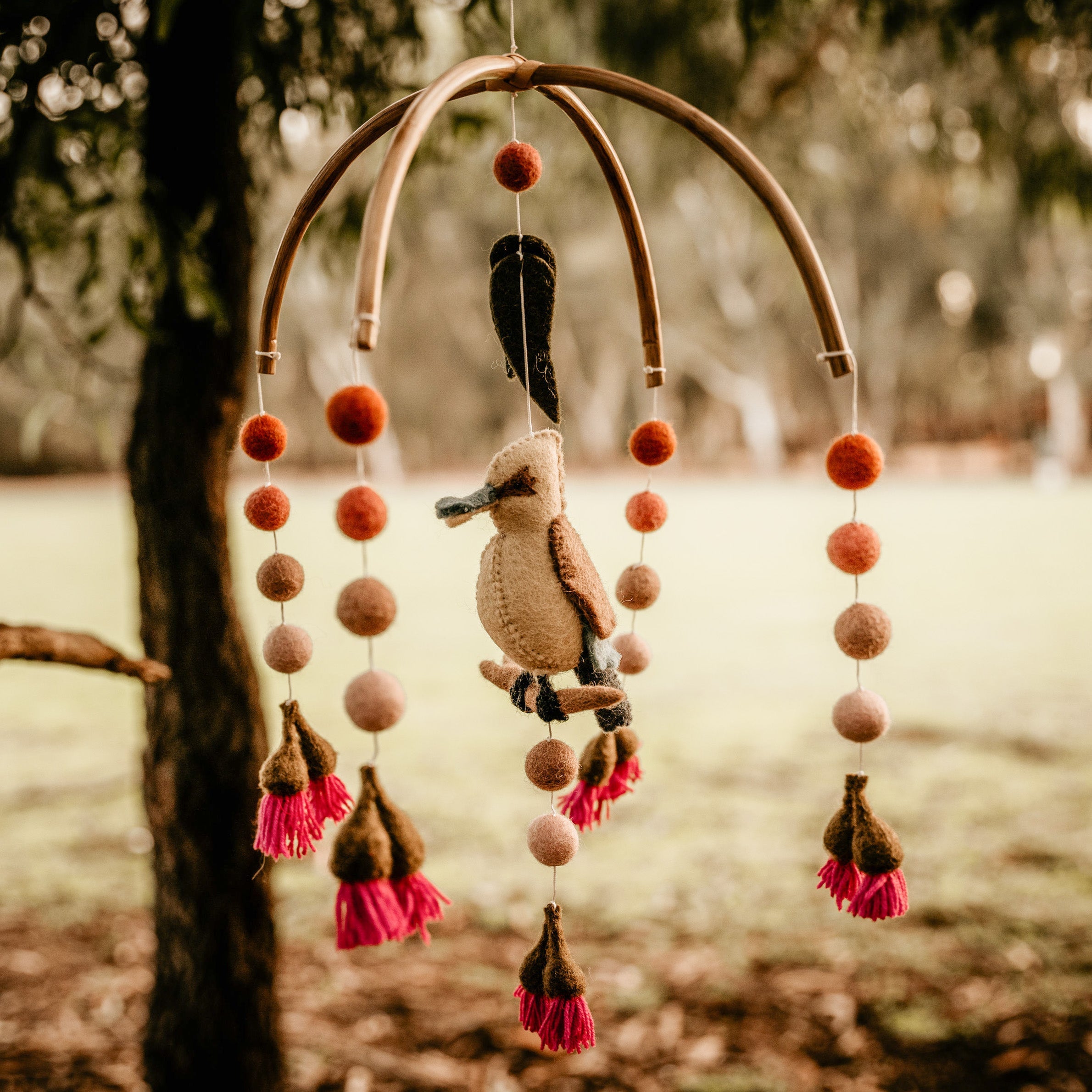 Baby Cot Mobile - Kookaburra with Gum Blossoms - Tara Treasures