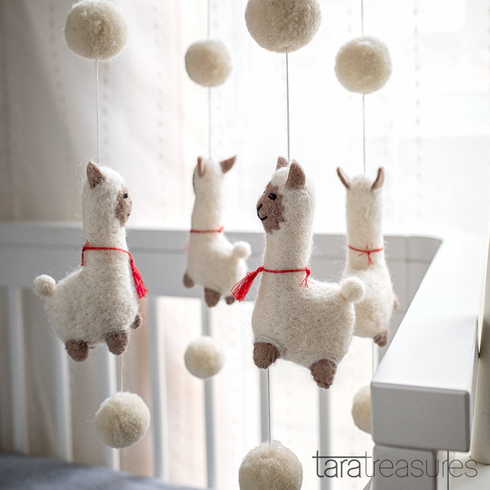 Nursery Cot Mobile - Dancing Llamas - Tara Treasures