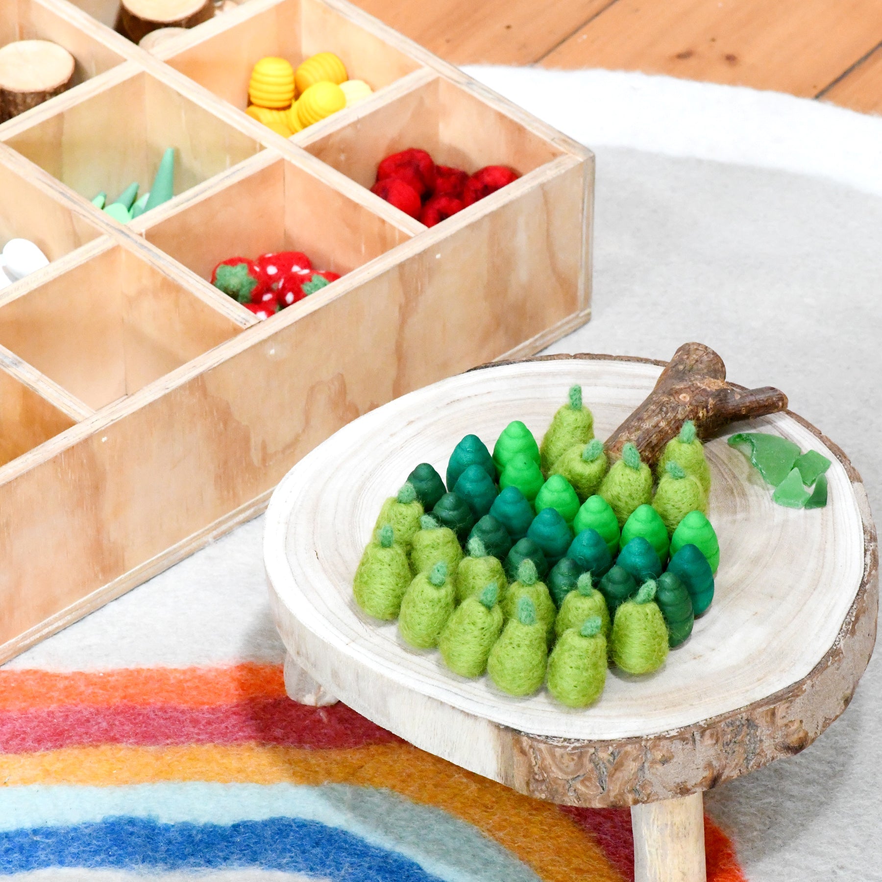 Loose Parts Play - 10 Felt Pears (3cm) - Tara Treasures