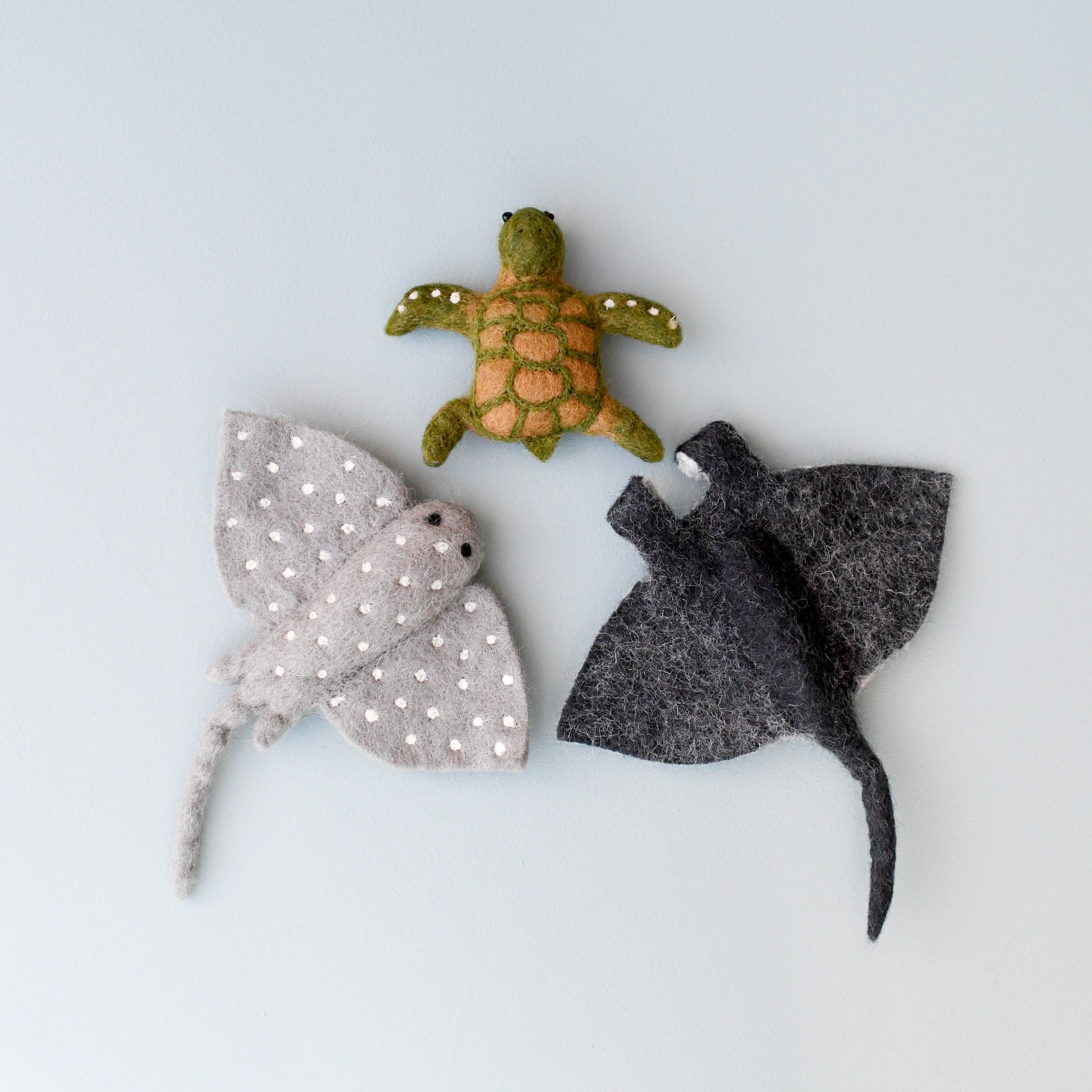 Felt Sea Reef Creatures Toys - Manta Ray, Eagle Ray and Green Sea Turtle - Tara Treasures