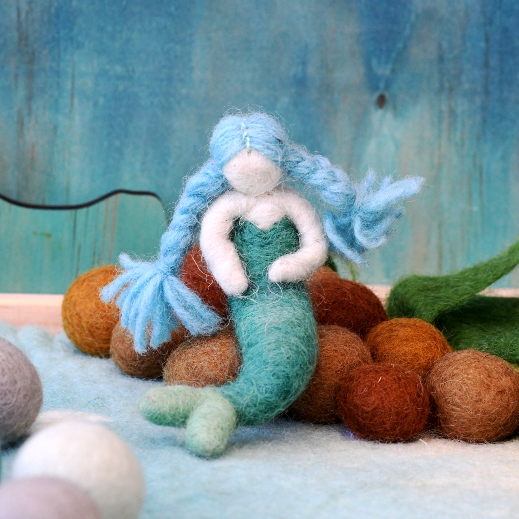 Felt Waldorf Mermaid - Blue Hair - Tara Treasures