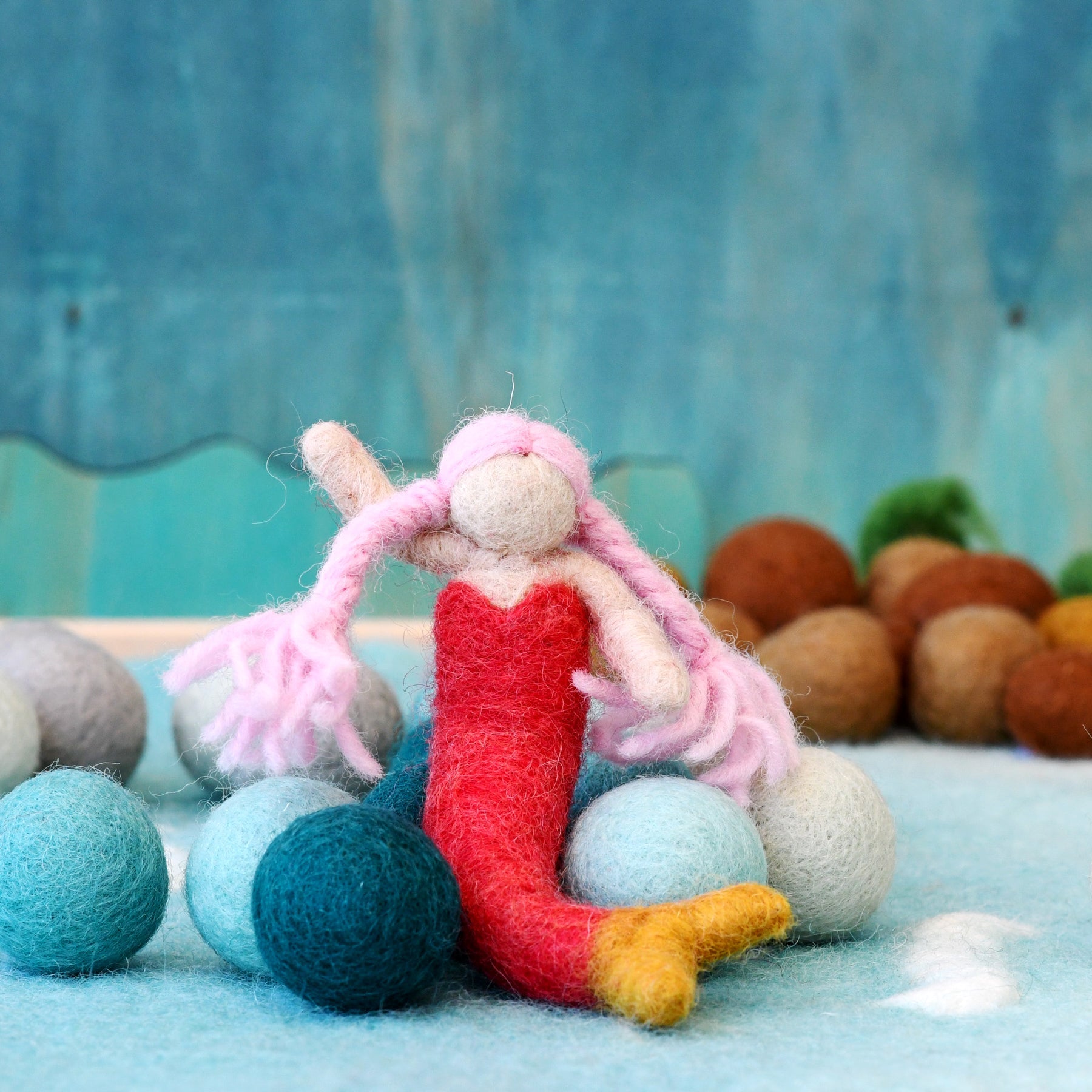 Felt Waldorf Mermaid - Pink Hair - Tara Treasures