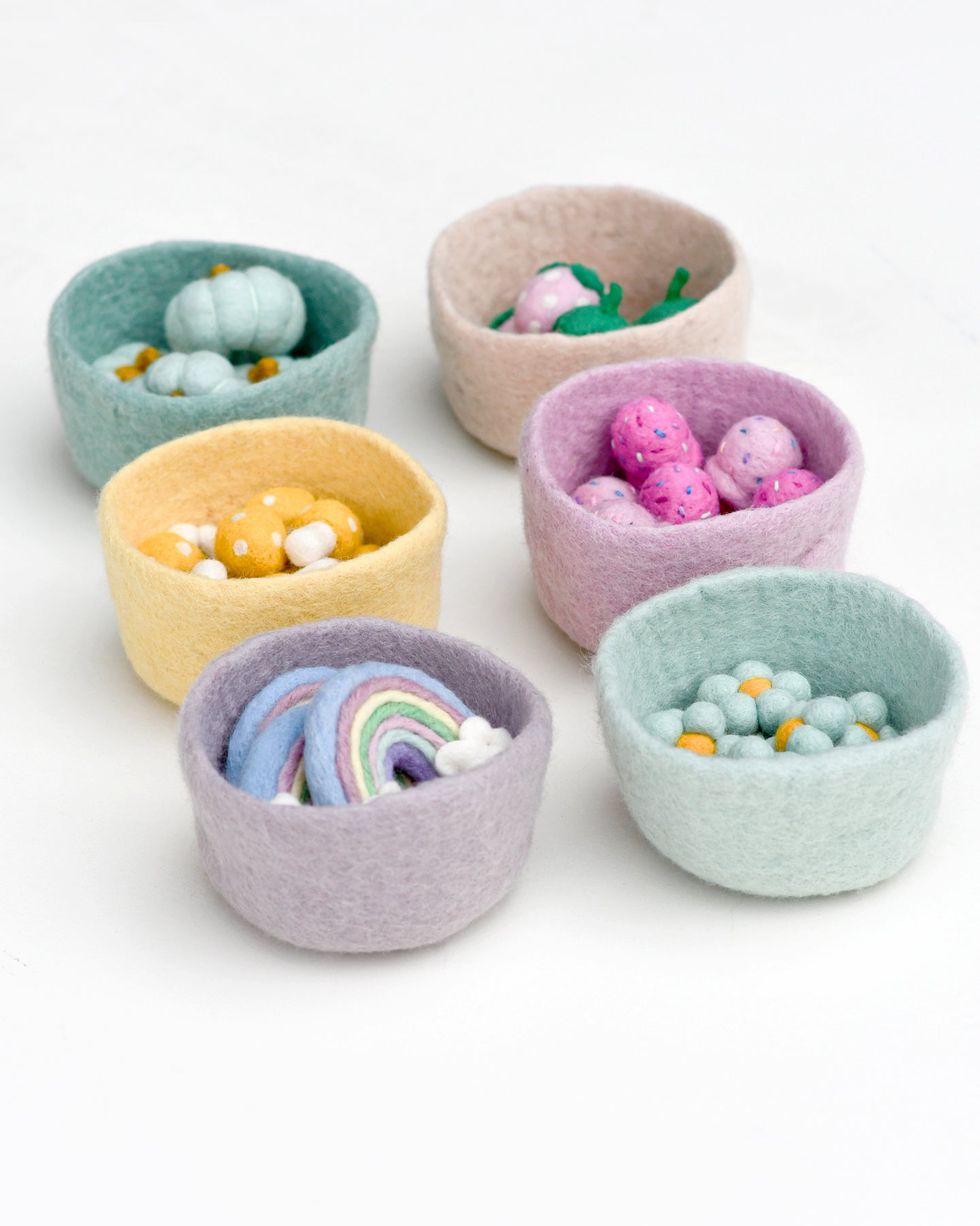 Felt Big Pastel Bowls - Set of 6