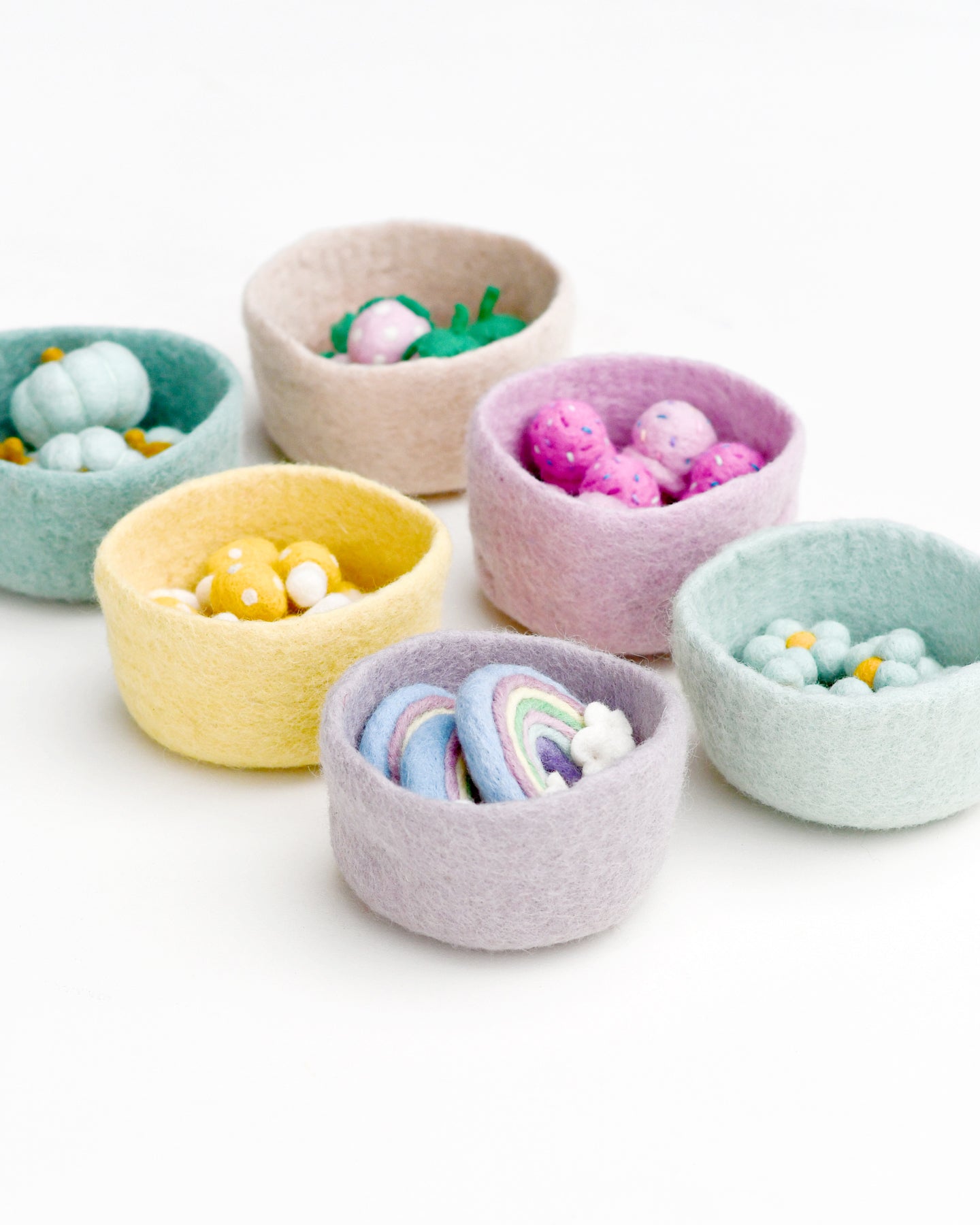 Felt Big Pastel Bowls - Set of 6