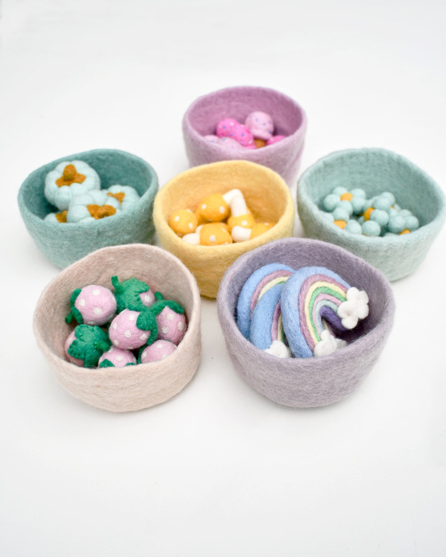 Felt Big Pastel Bowls - Set of 6