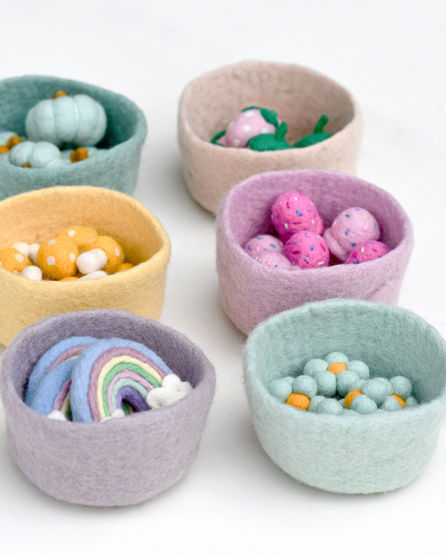 Felt Big Pastel Bowls - Set of 6