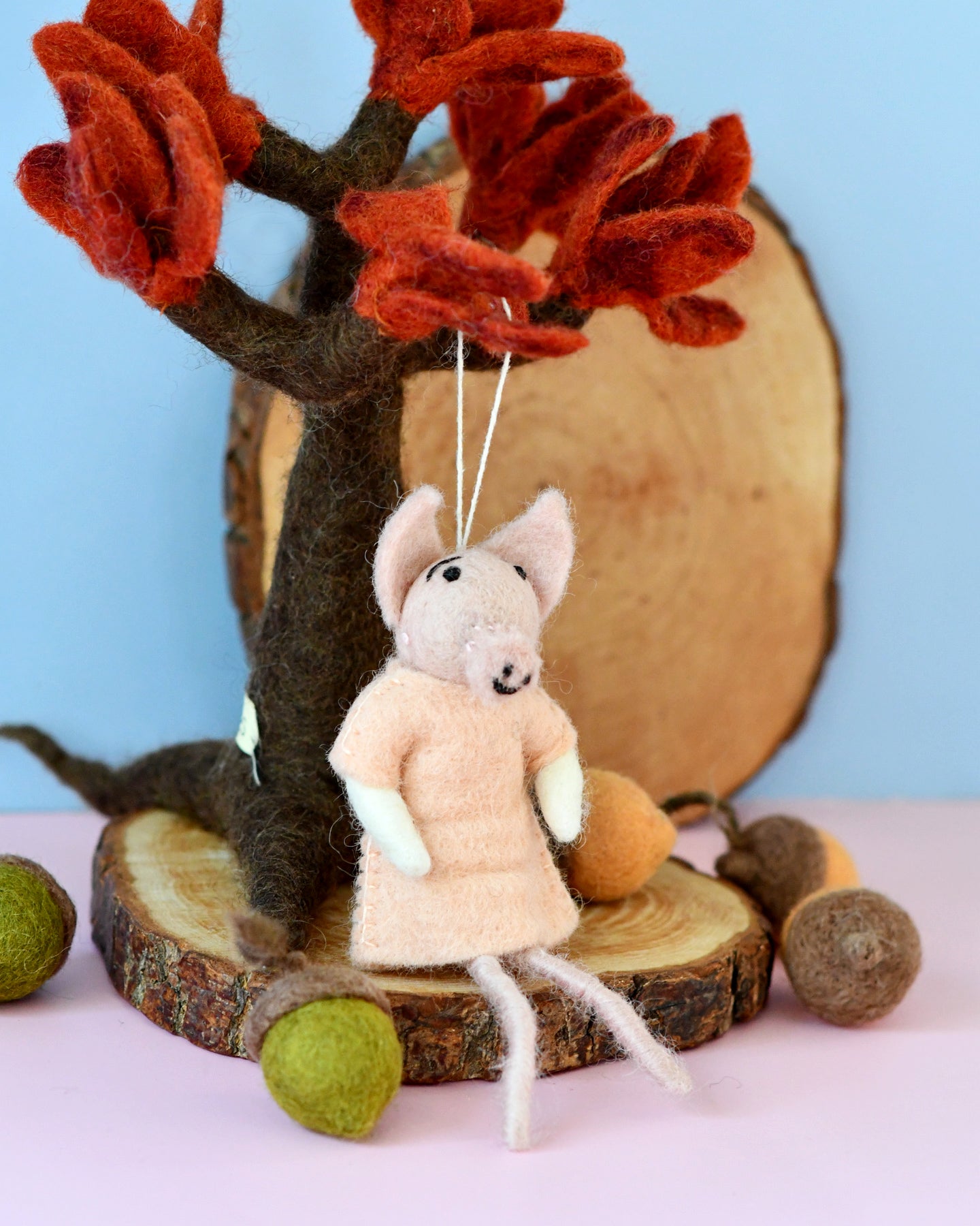 Felt Pig Doll Ornament - Tara Treasures