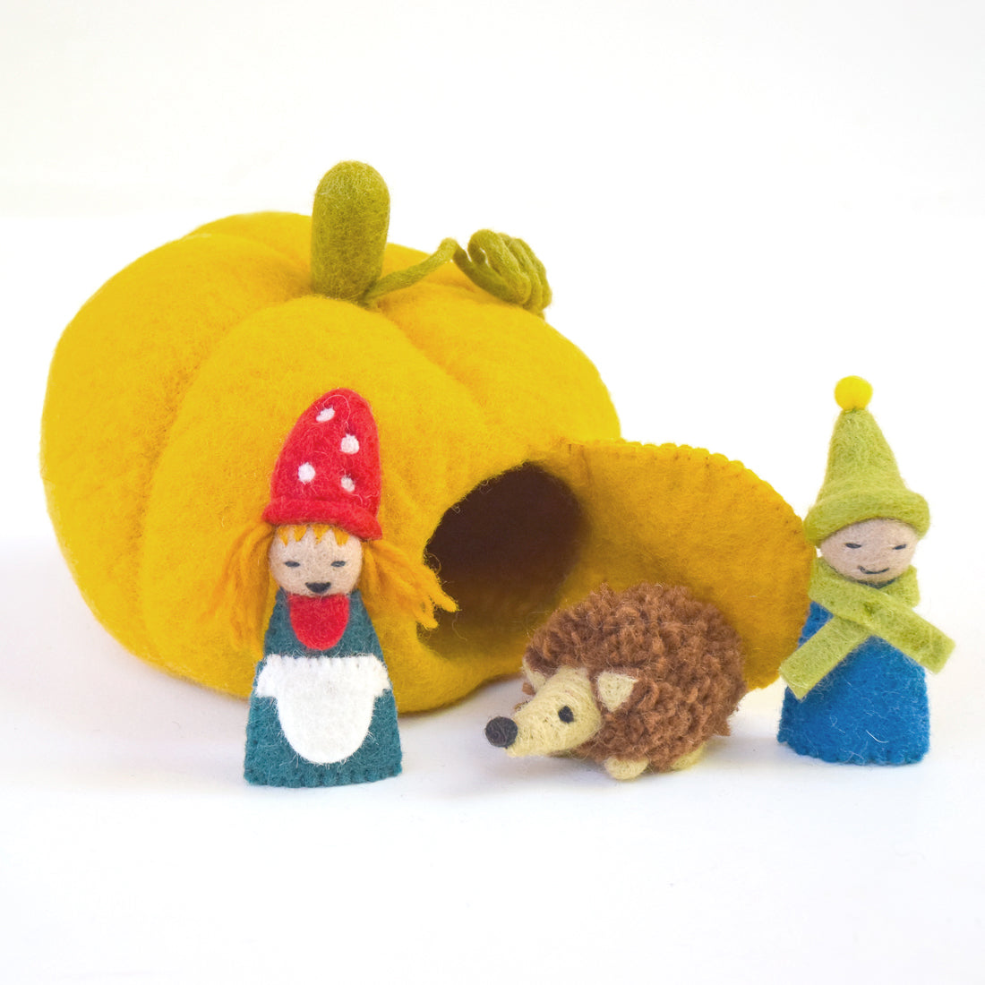 Felt Pumpkin House with Hedgehog Toy - Tara Treasures