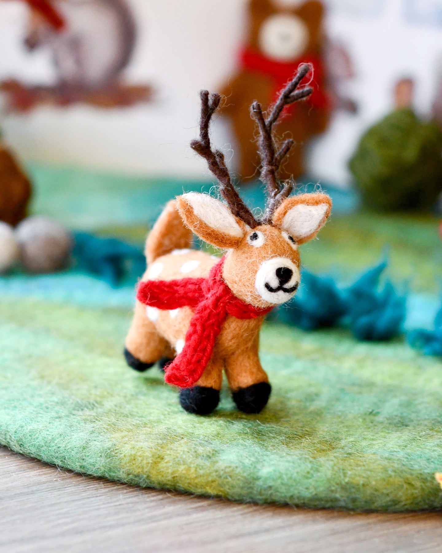 Felt Reindeer with Red Scarf Toy