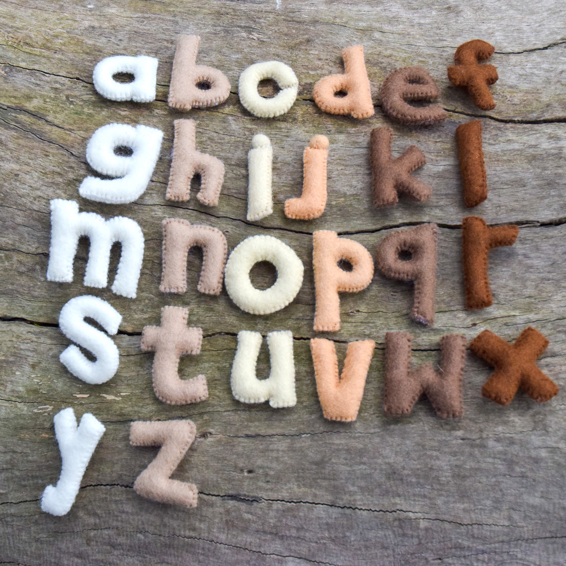 Felt Alphabet Small Letters - Earthy Colours - Tara Treasures