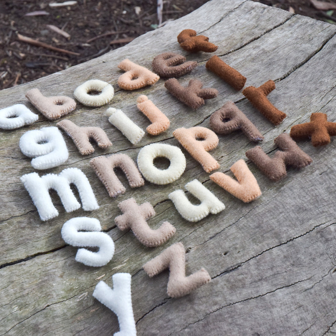 Felt Alphabet Small Letters - Earthy Colours - Tara Treasures