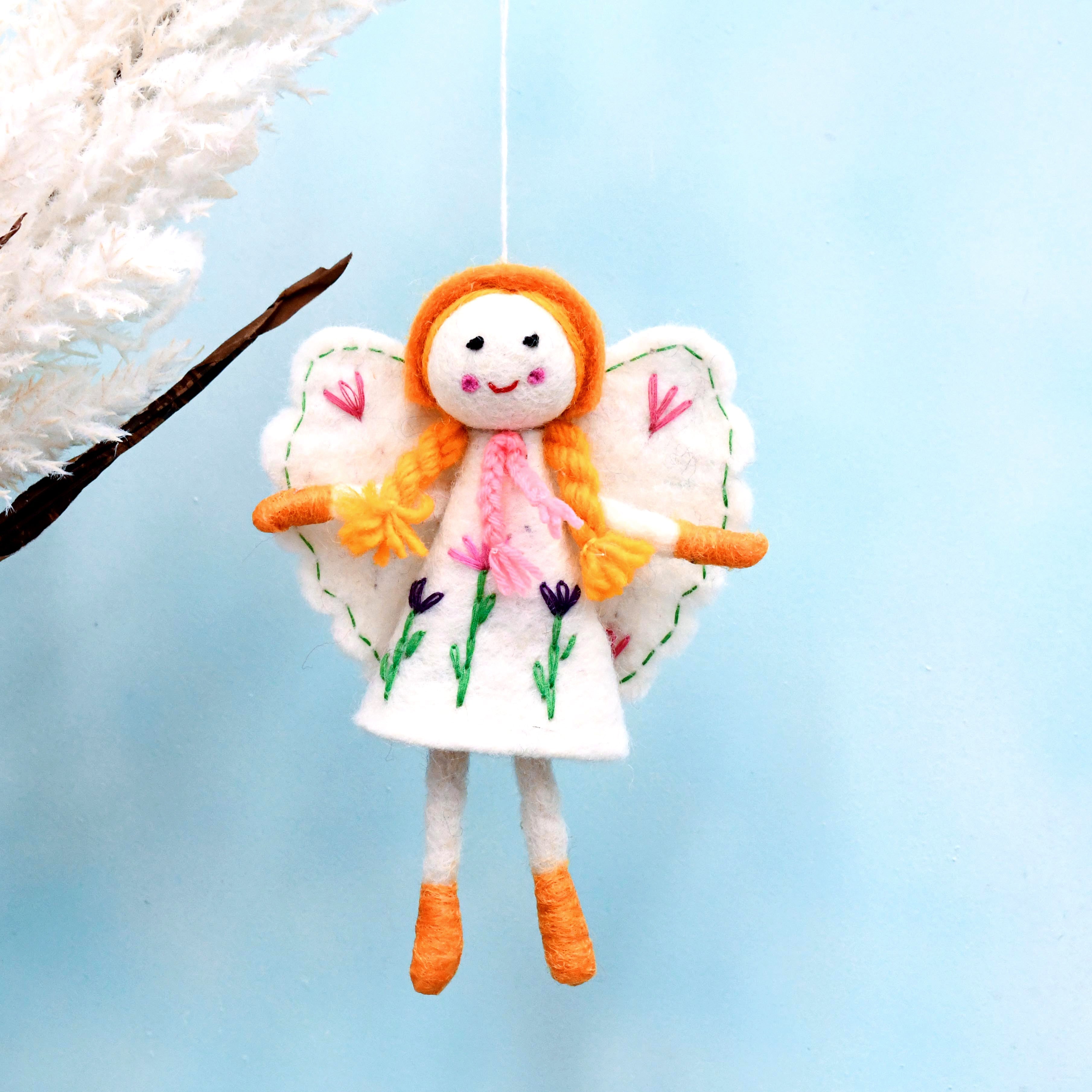 Felt Flower Fairy - White Dress - Tara Treasures