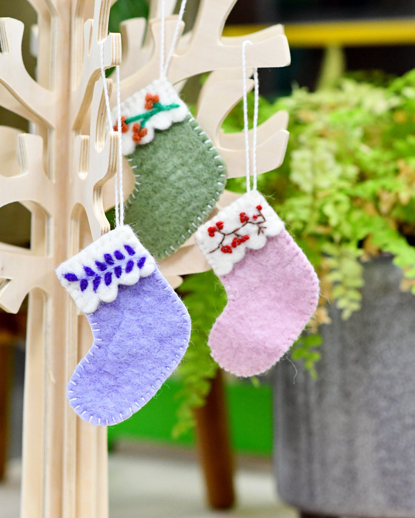 Felt Christmas Stocking Ornaments A (Set of 3)