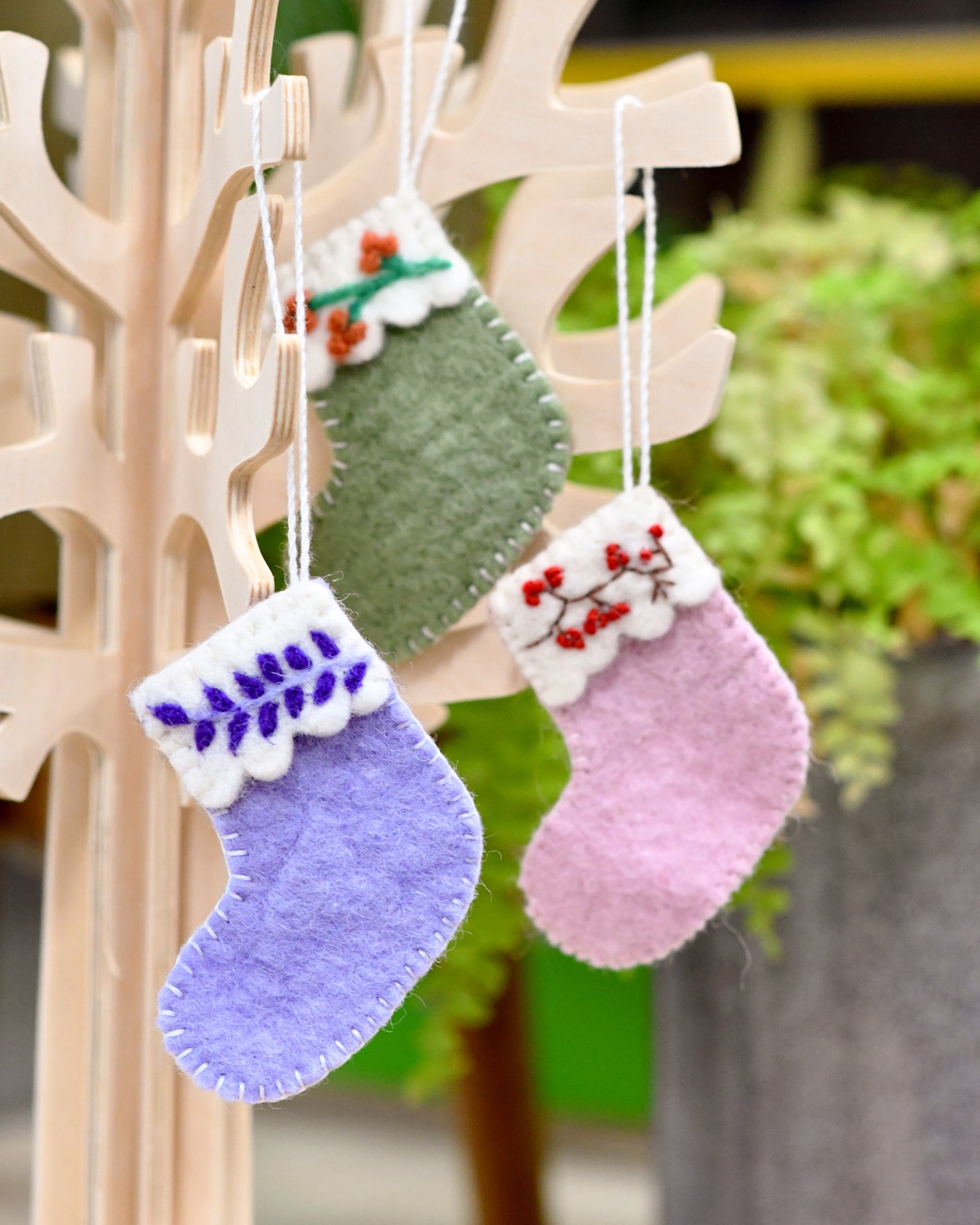 Felt Christmas Stocking Ornaments A (Set of 3)