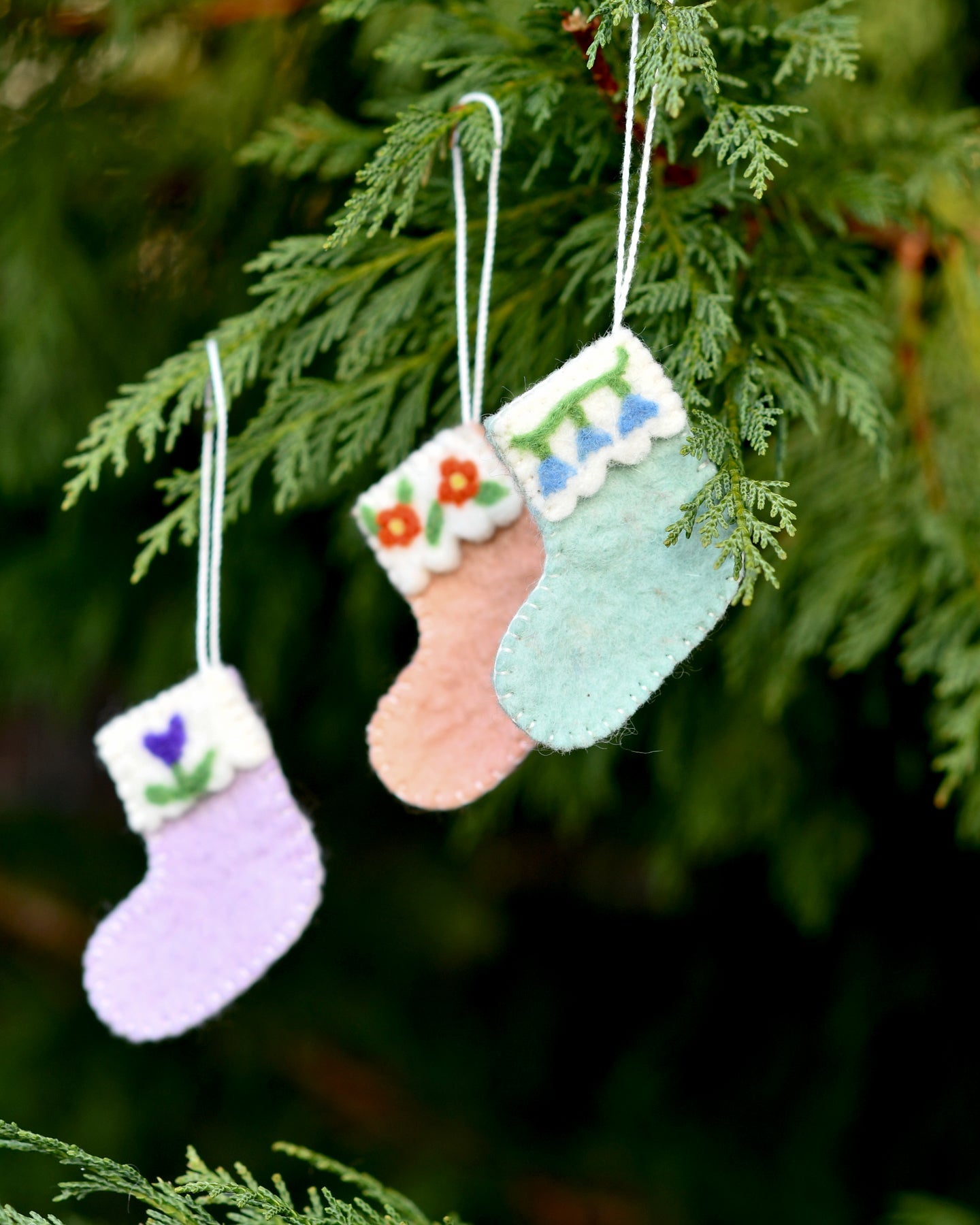 Felt Christmas Stocking Ornaments C (Set of 3)