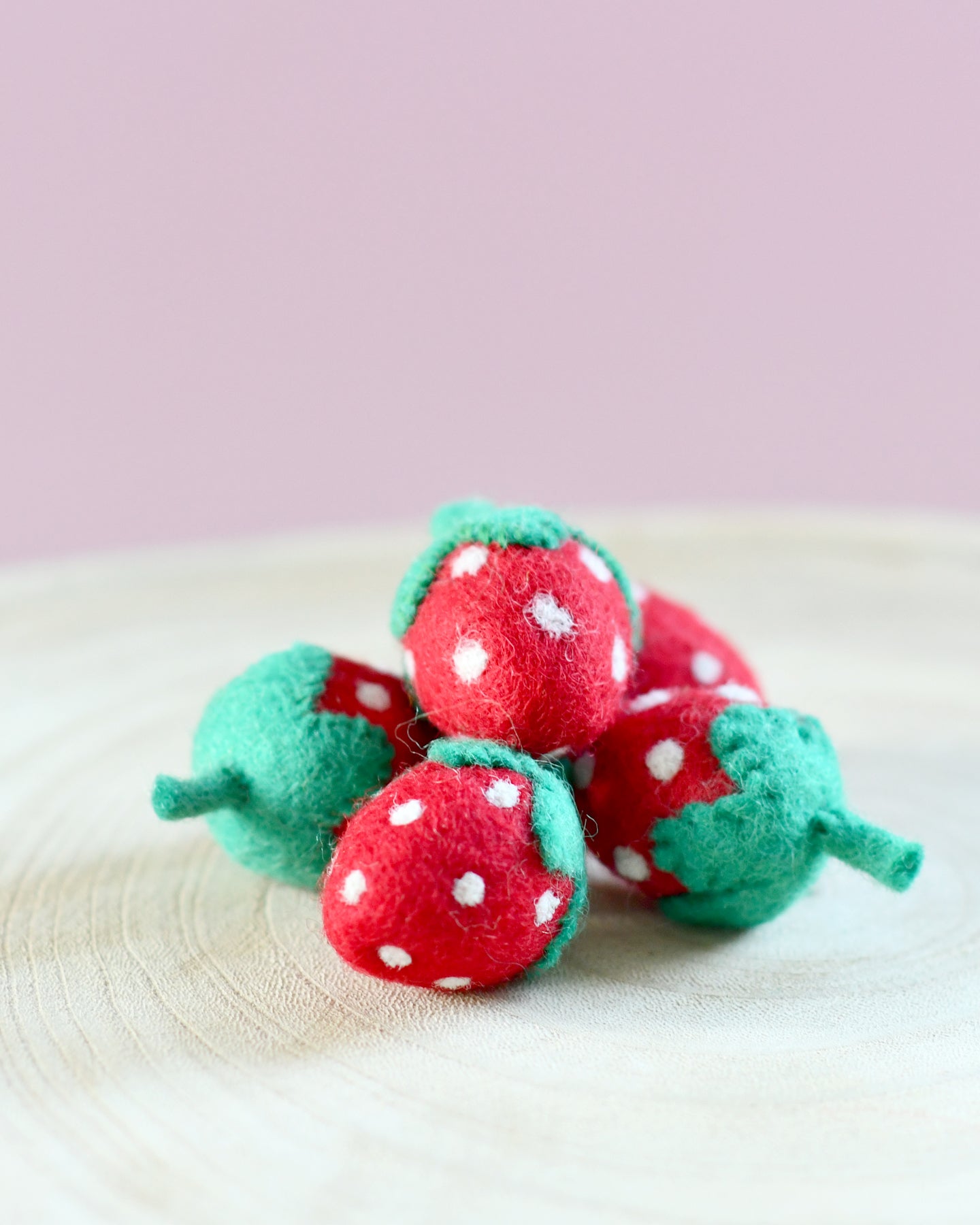 Felt Strawberries - 5 Red Strawberries - Tara Treasures