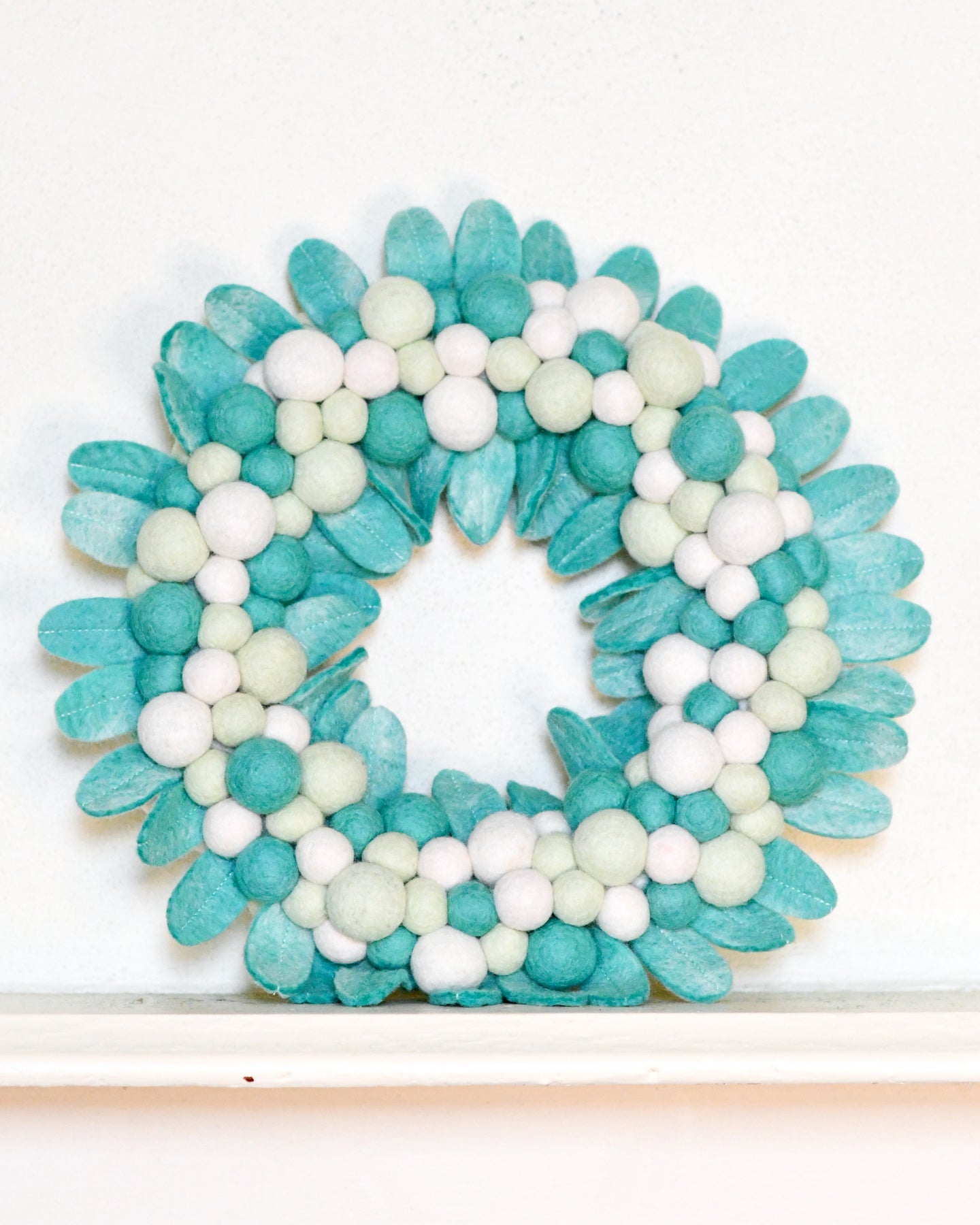 Felt Ball Wreath - Mint Green - Tara Treasures