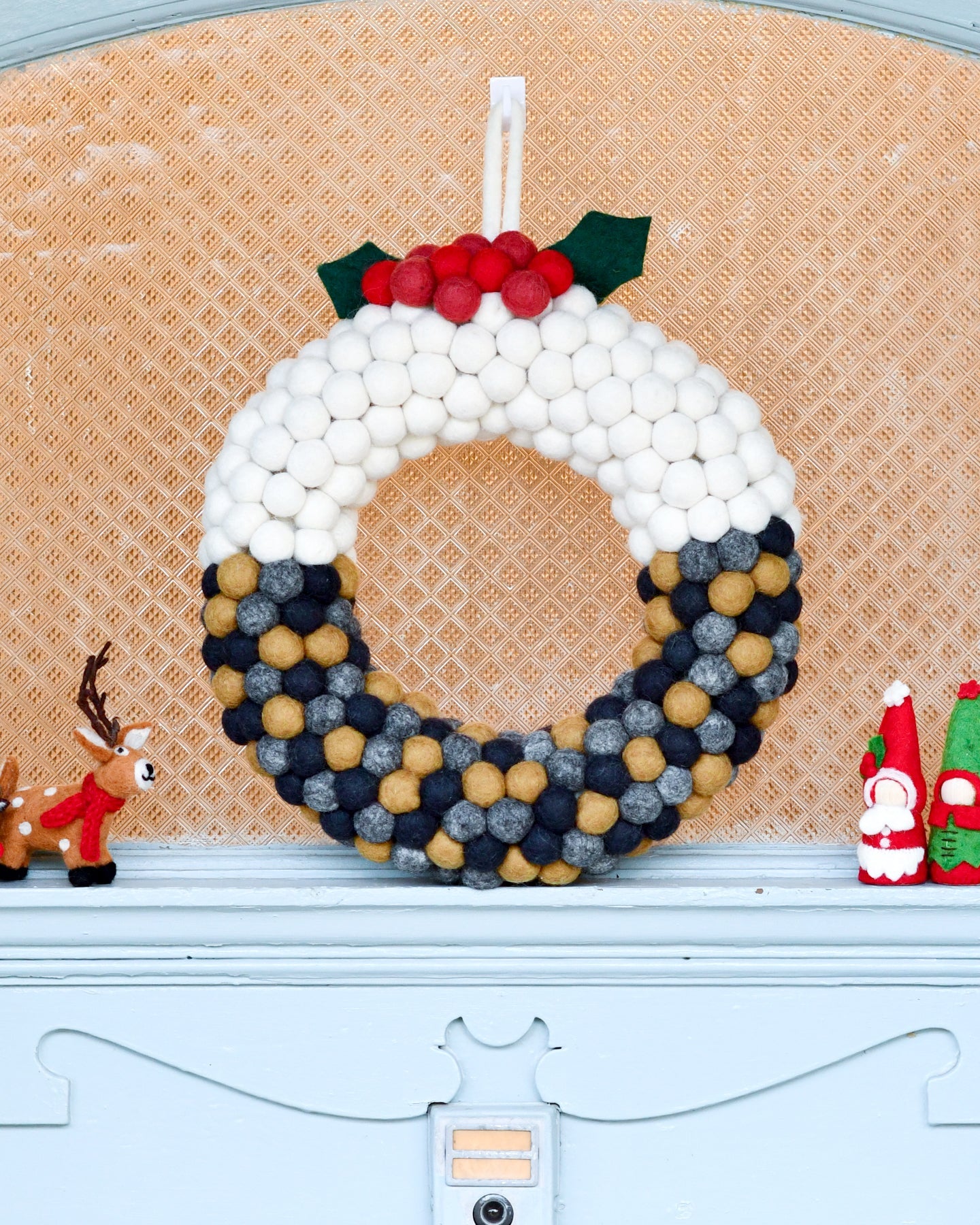 Felt Ball Christmas Pudding Wreath - Tara Treasures