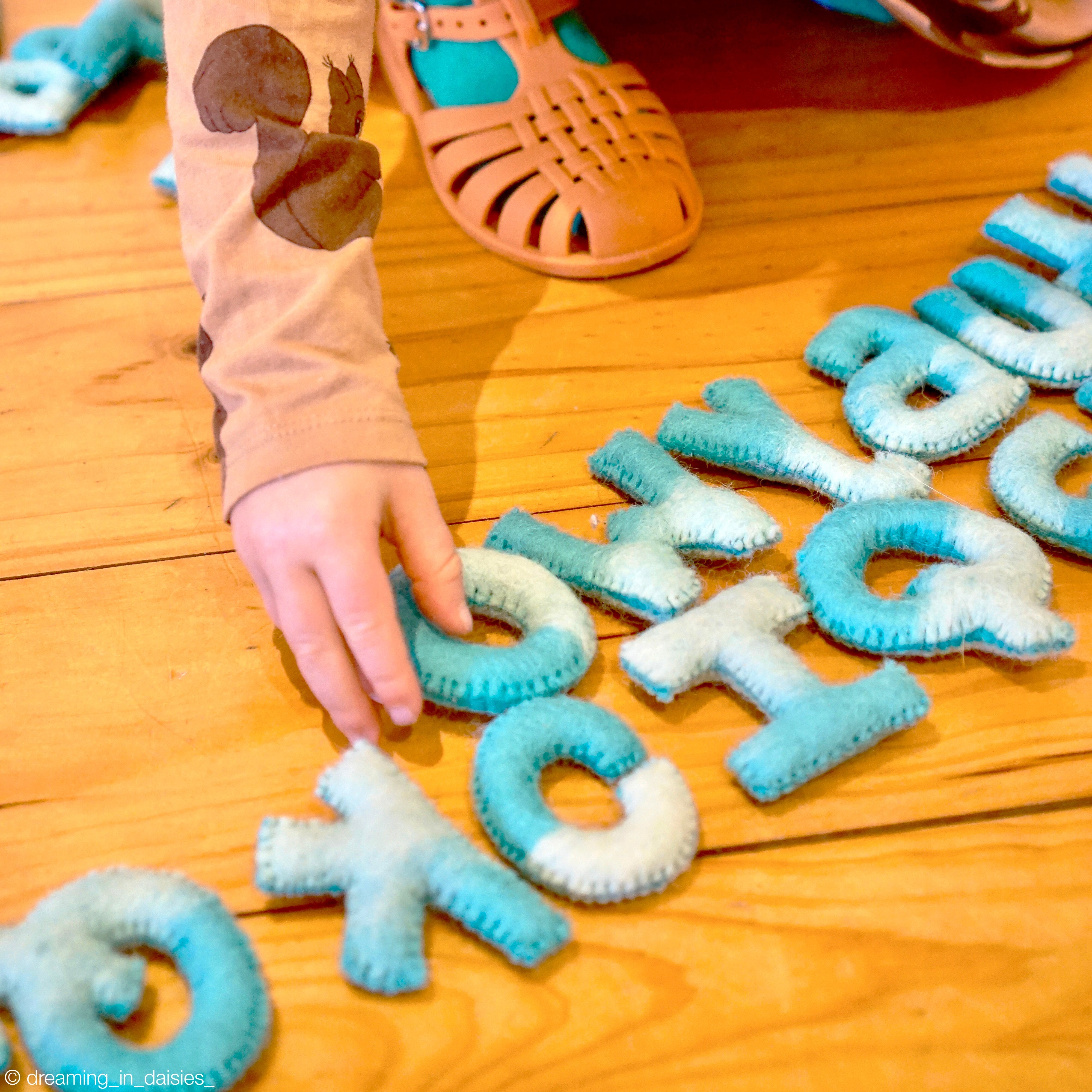 Felt Alphabet Capital Uppercase Letters - Ocean Blue Tones - Tara Treasures