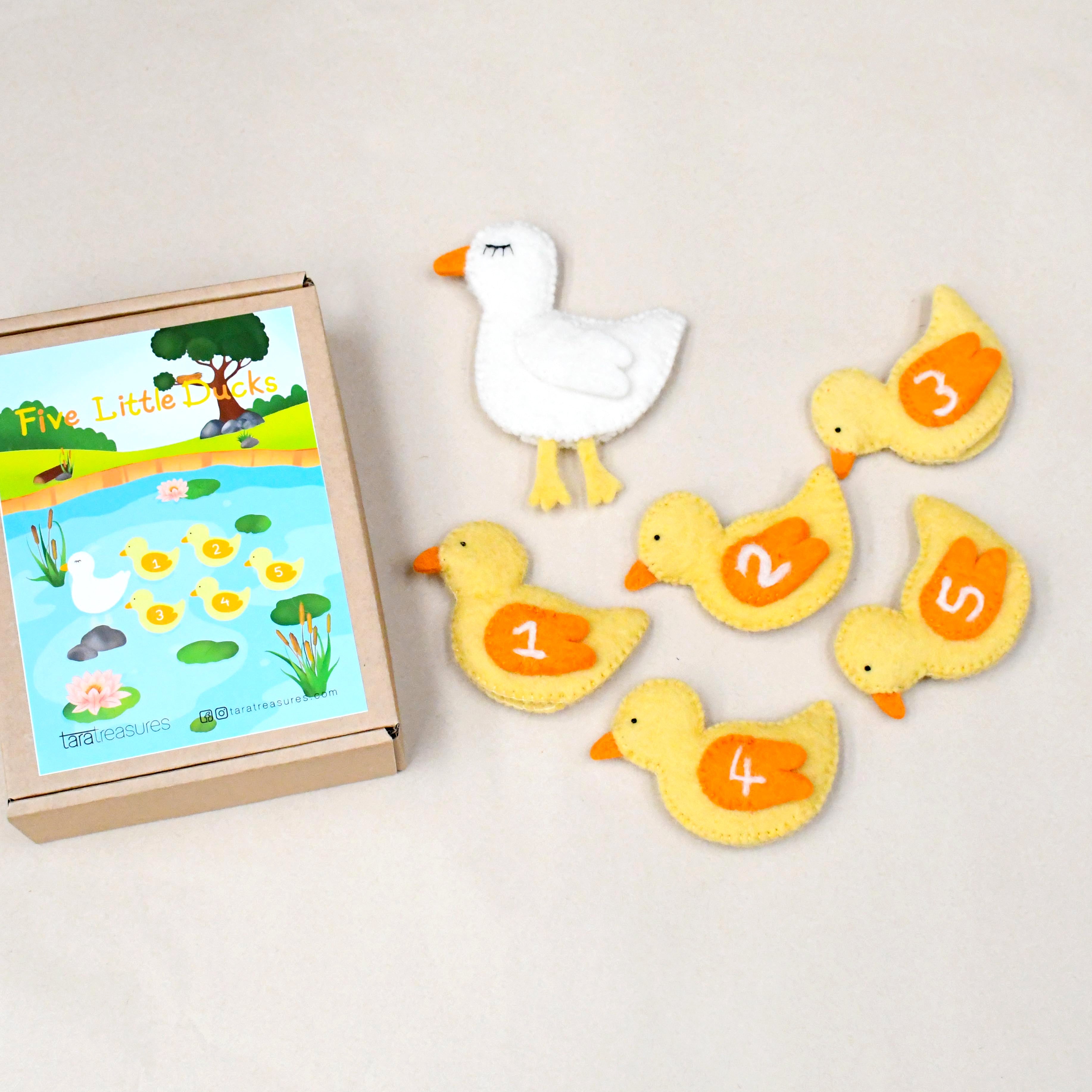 Five Little Ducks, Finger Puppet Set - Tara Treasures