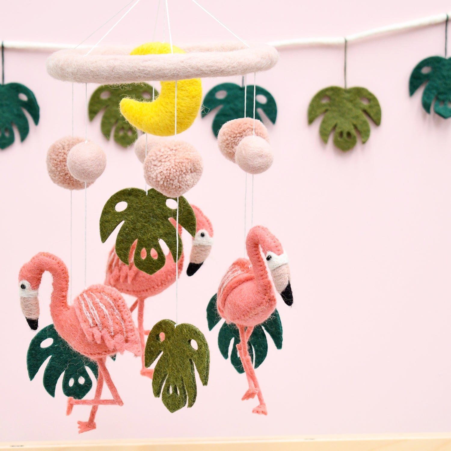 Nursery Cot Mobile - Pink Flamingo Tiki - Tara Treasures