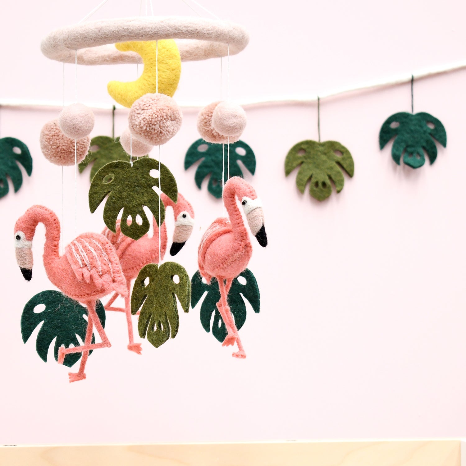 Nursery Cot Mobile - Pink Flamingo Tiki - Tara Treasures