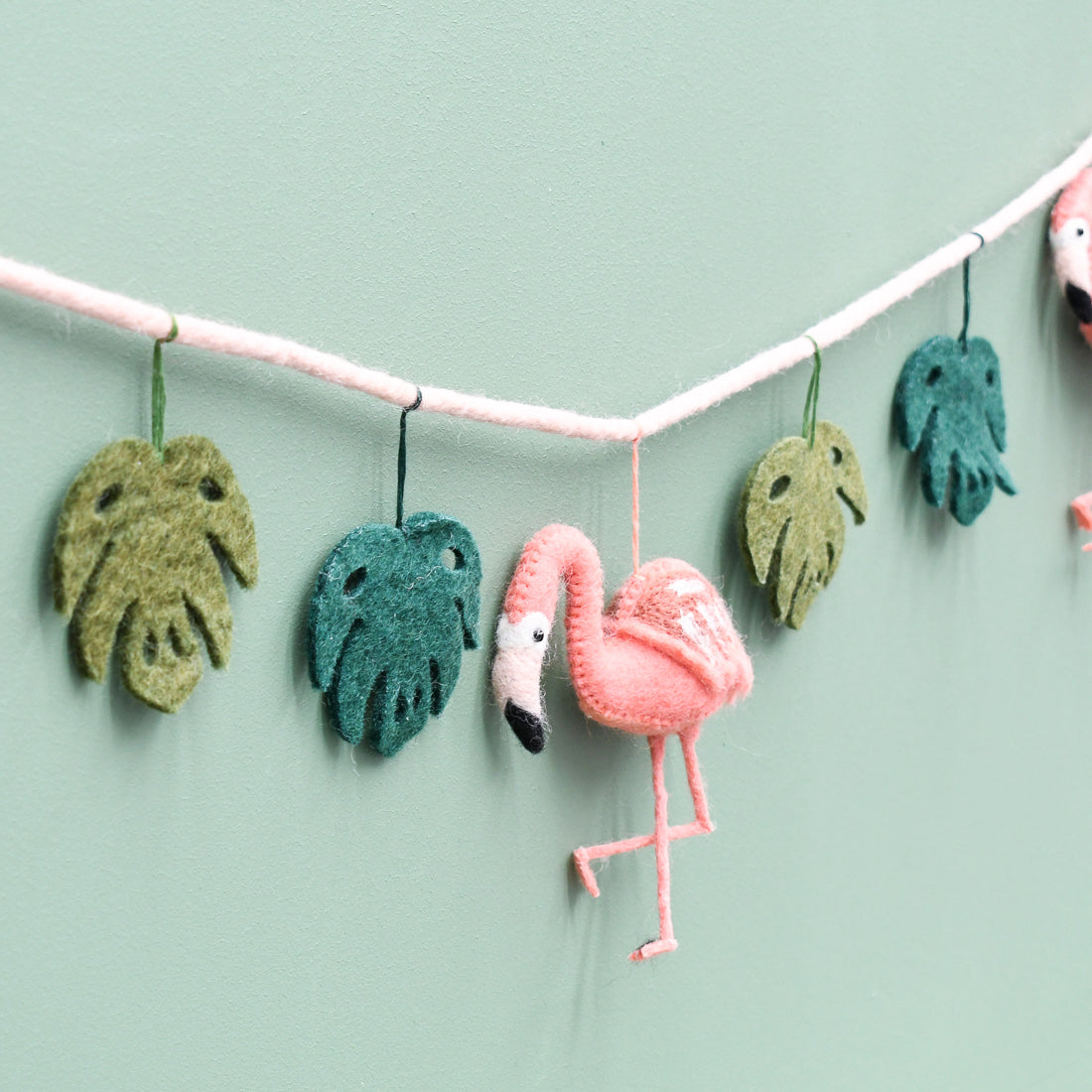 Pink Flamingo Tiki Felt Garland - Tara Treasures