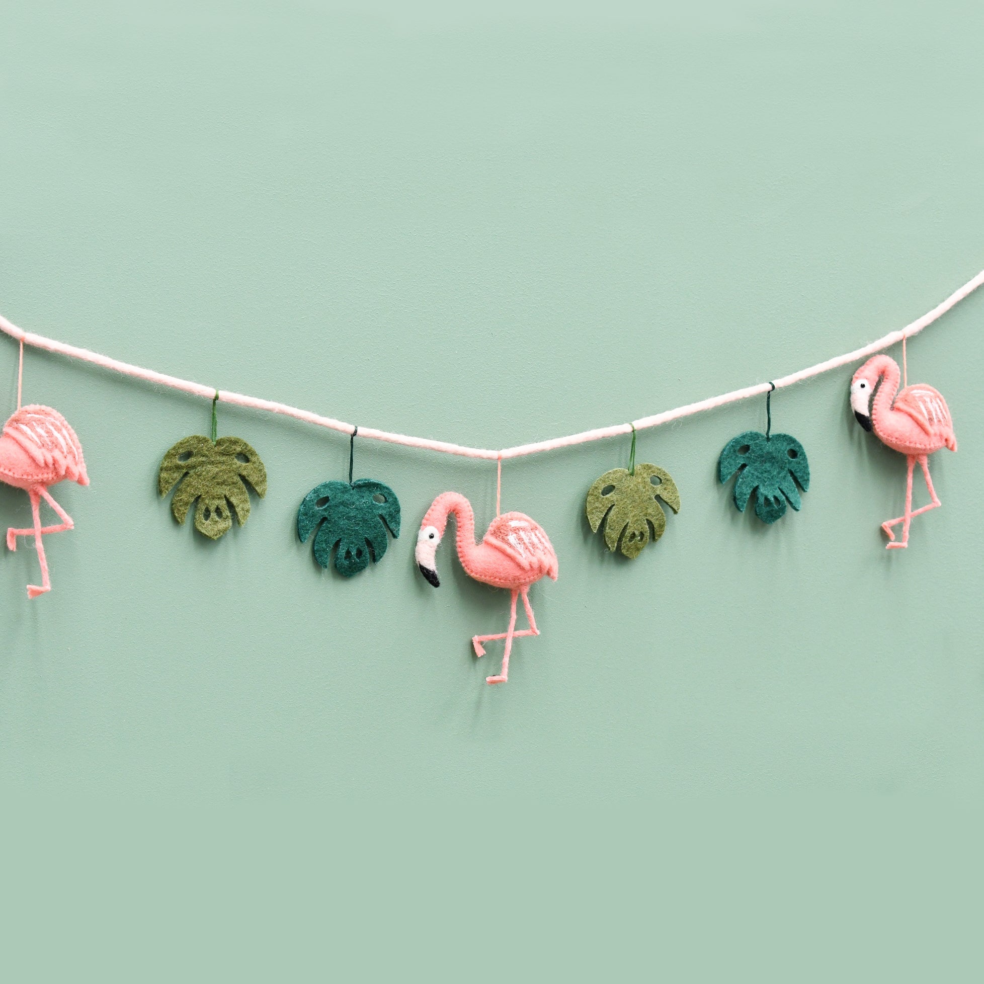 Pink Flamingo Tiki Felt Garland - Tara Treasures