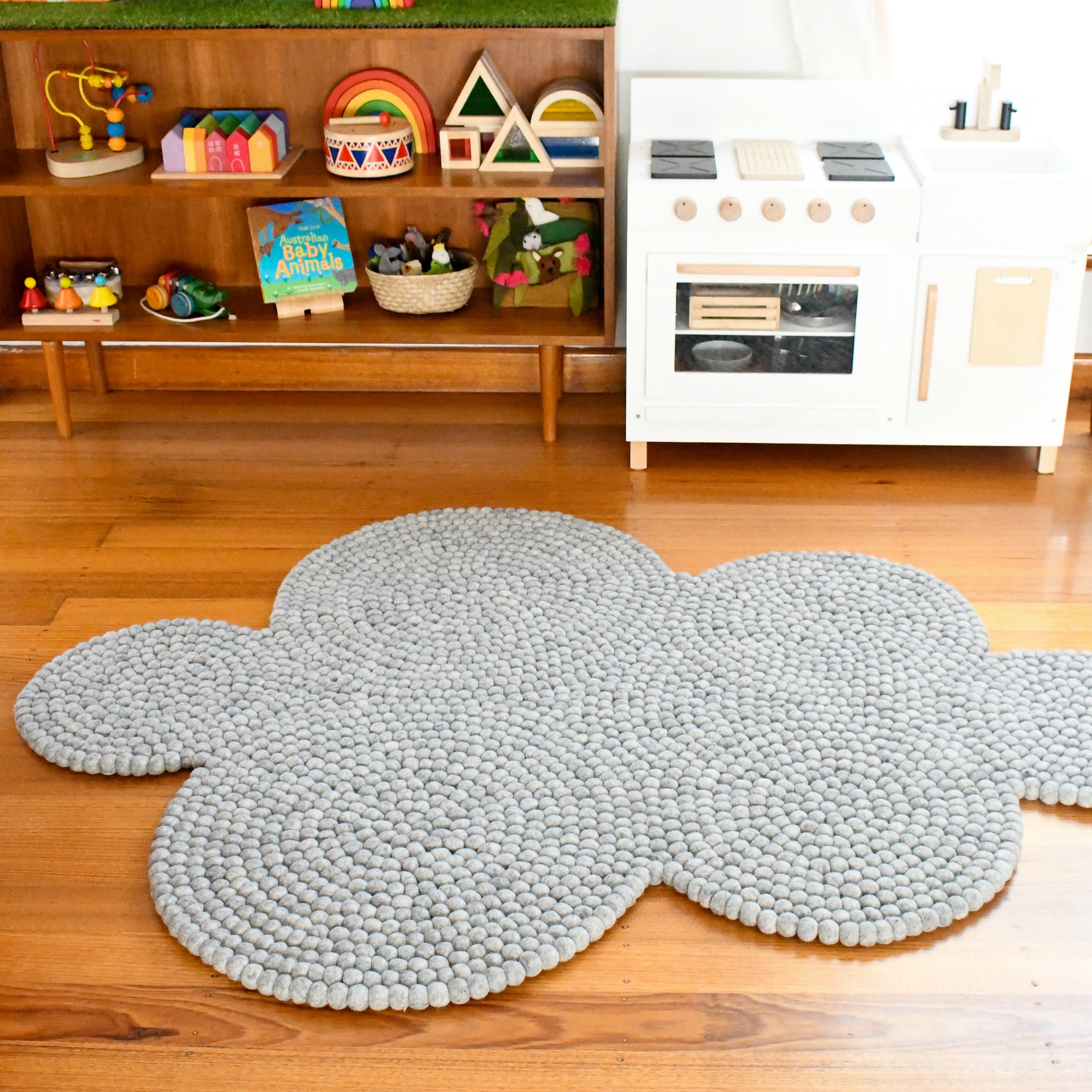 Felt Ball Rug - Grey Cloud 170cm - Tara Treasures