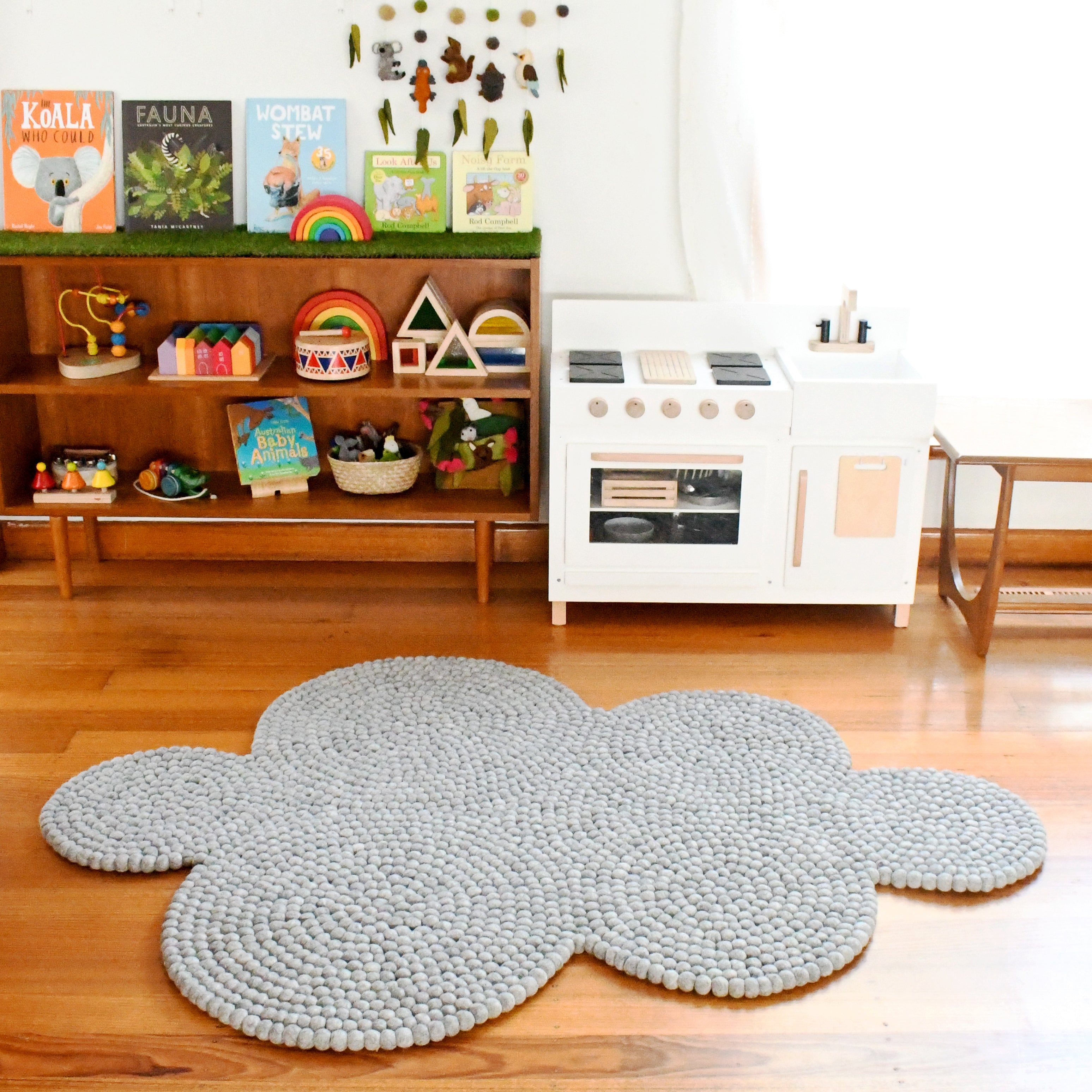 Felt Ball Rug - Grey Cloud 170cm - Tara Treasures