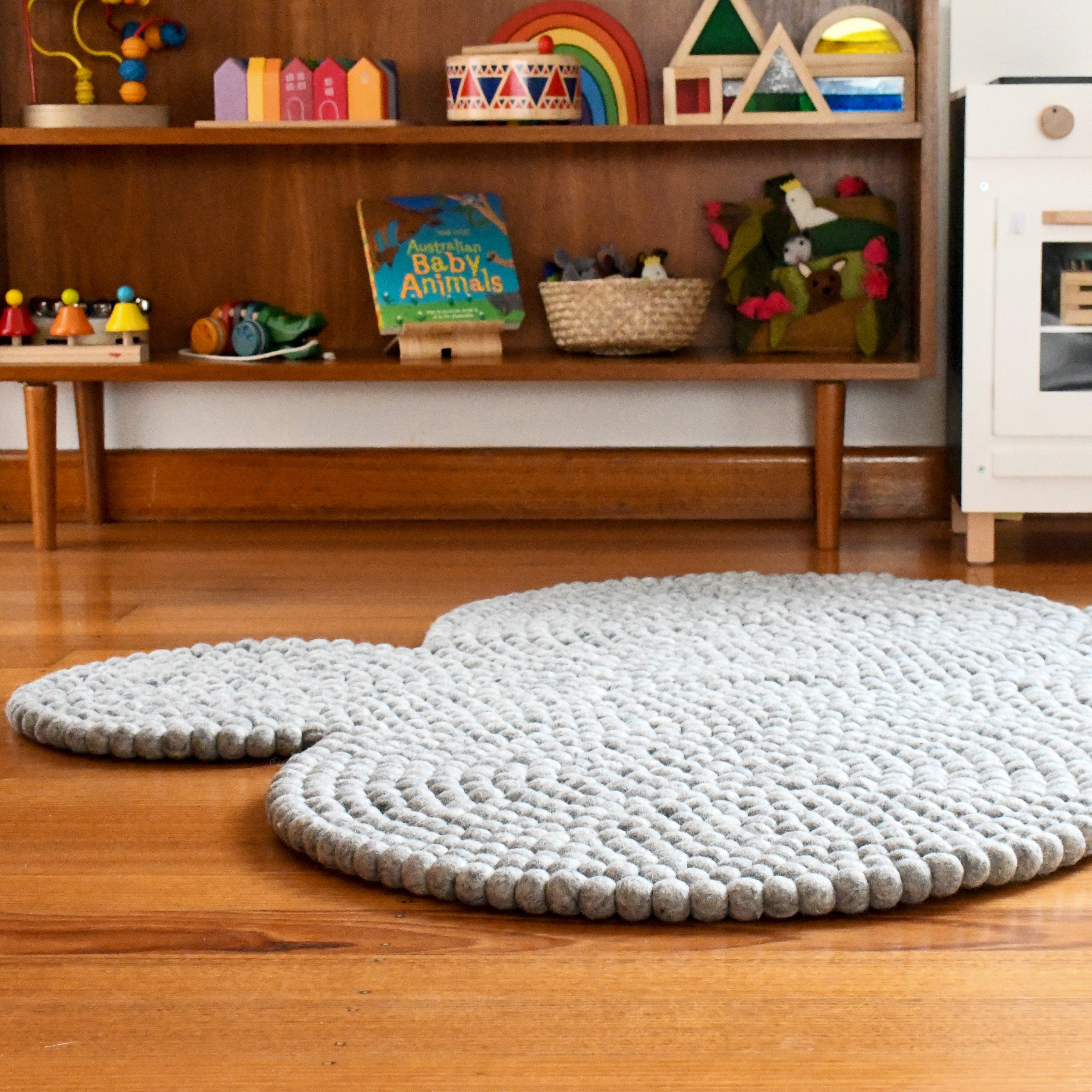 Felt Ball Rug - Grey Cloud 170cm - Tara Treasures