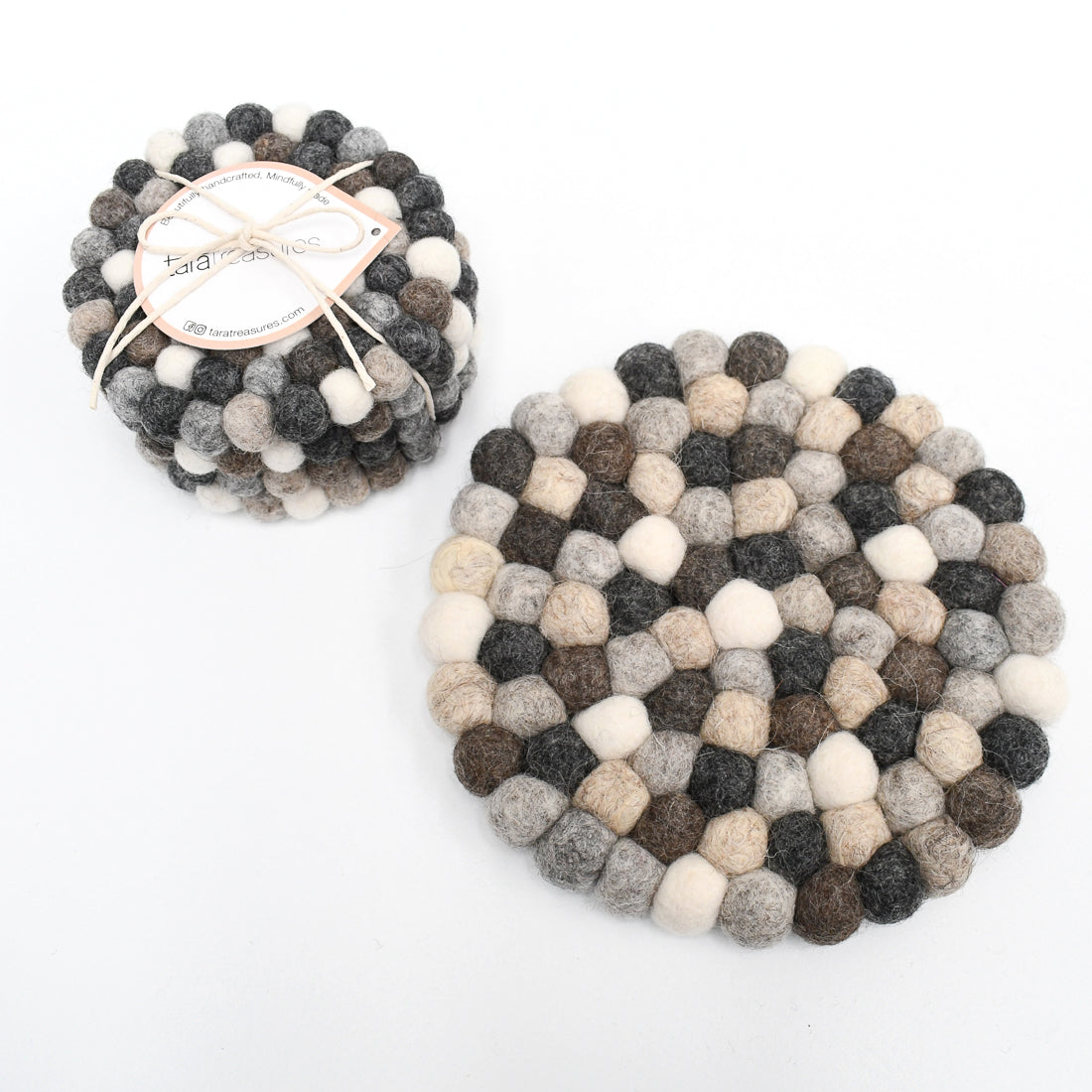 4 Coasters and a Trivet Set - Grey Stones - Tara Treasures