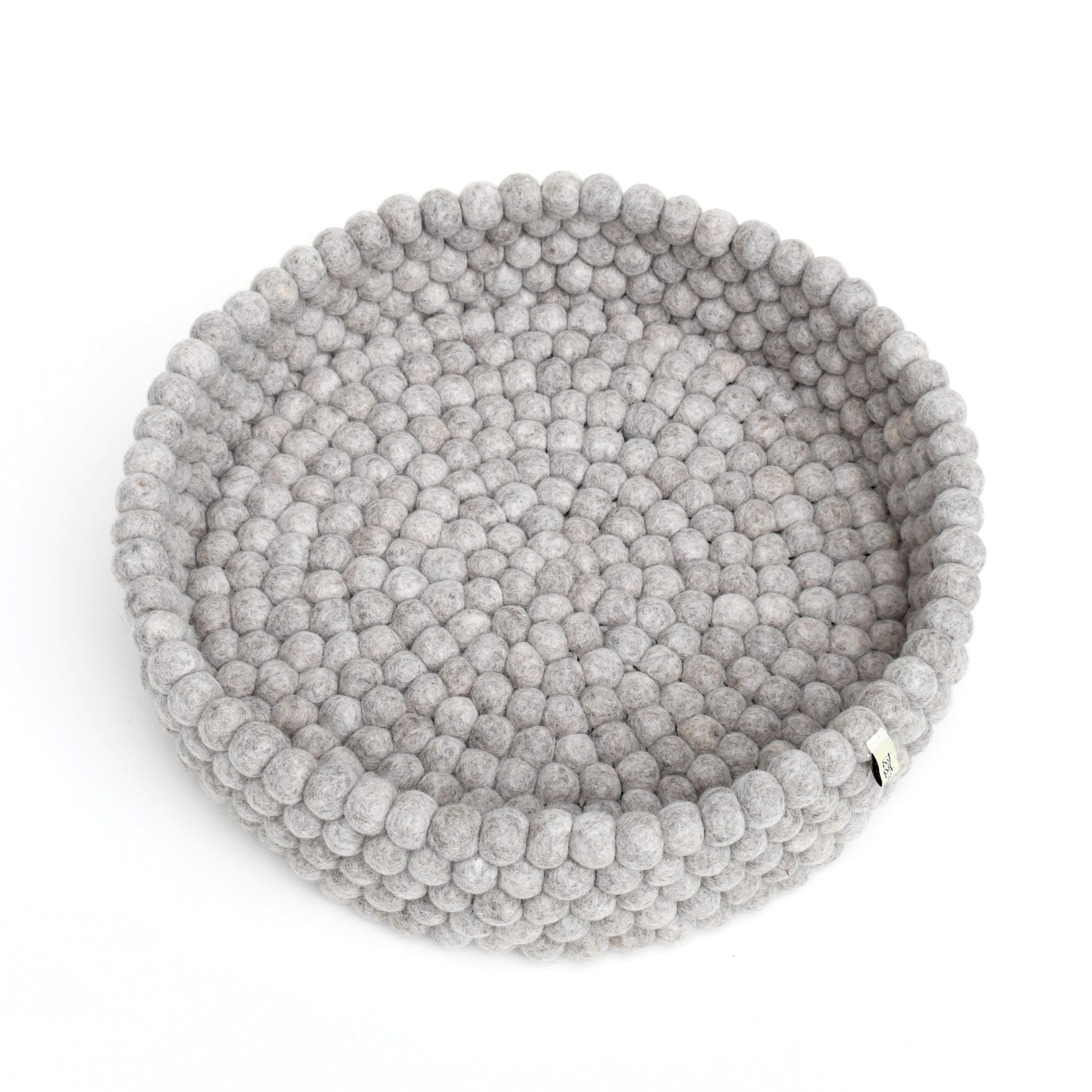 Light Grey Felt Ball Basket for Cats - Tara Treasures